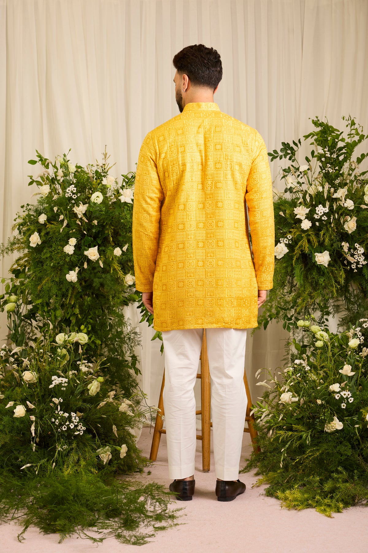 The moncler - Mustard asbtract Kurta Richly Worked in Thread