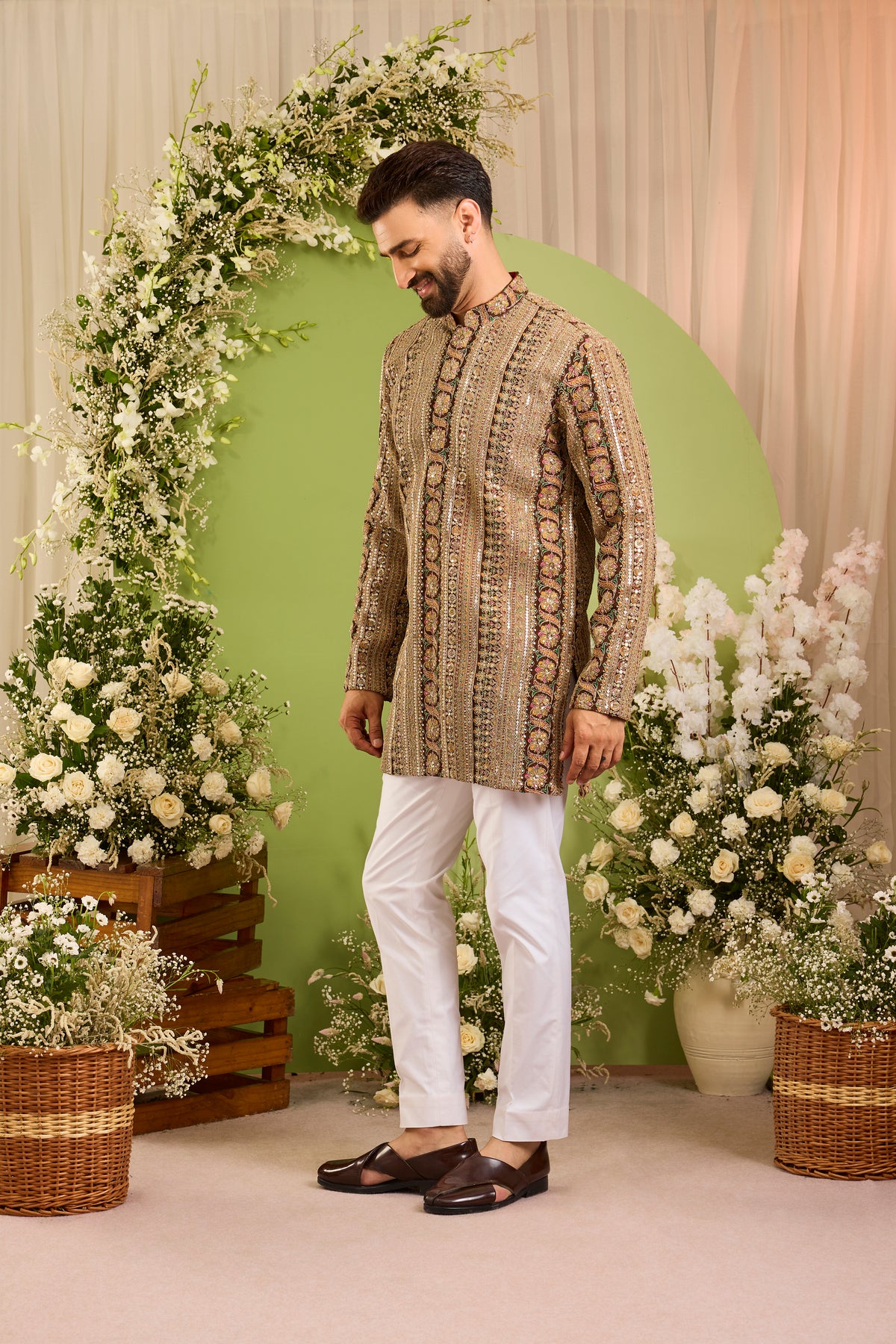 The Bellarive — A Multicoloured Kurta Draped in Zari and Sequins