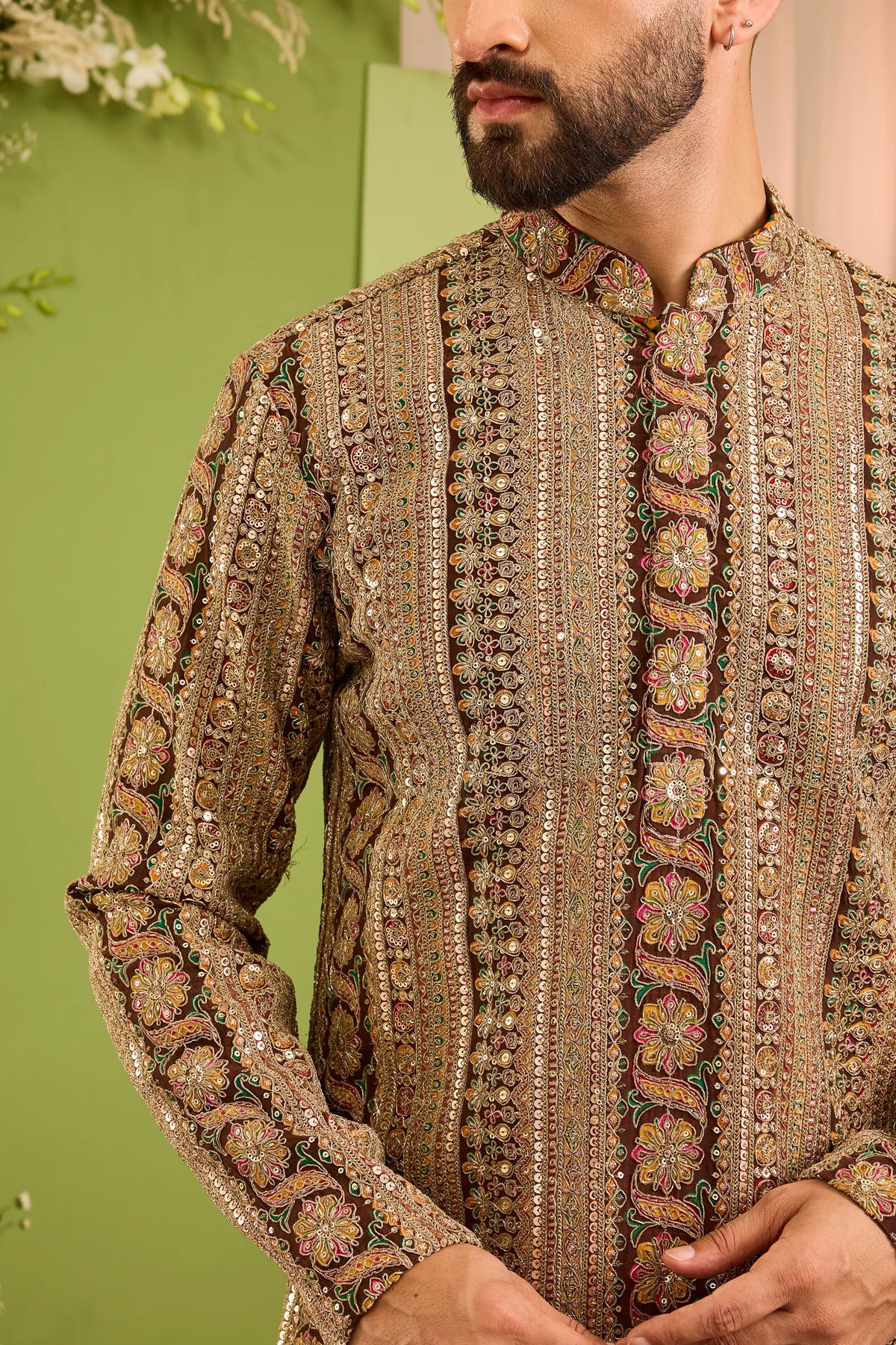 The Bellarive — A Multicoloured Kurta Draped in Zari and Sequins