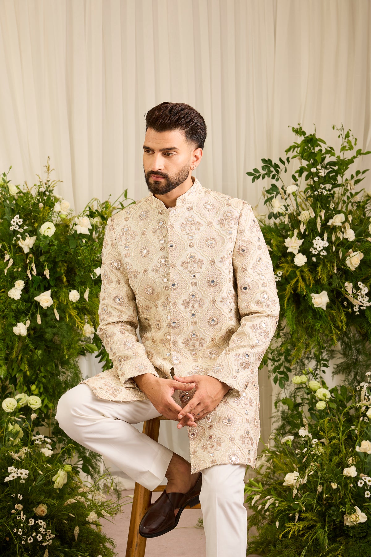 The Capella — A Golden Indo-Western with Ivory Cut-Dana