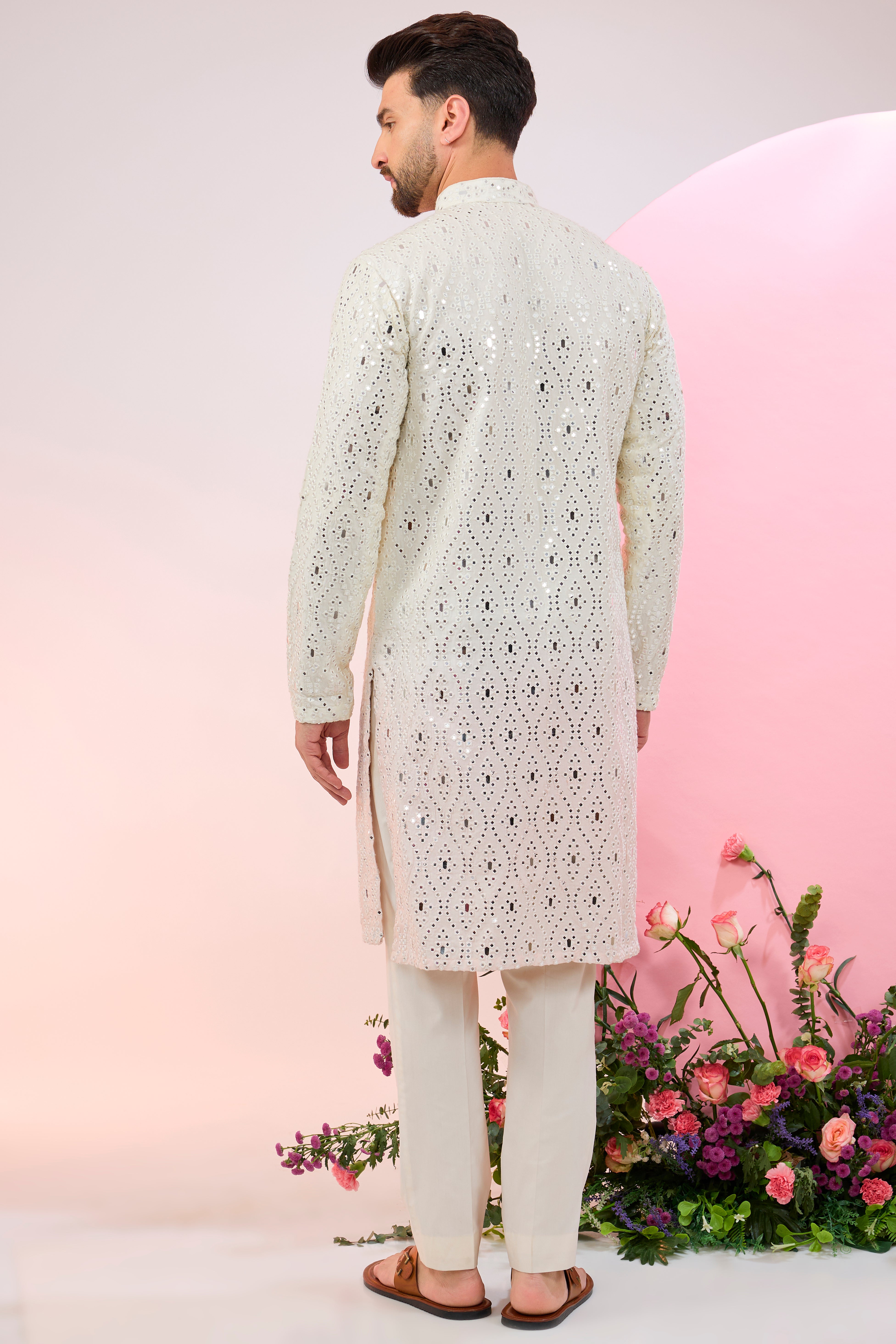 Signature ombre shaded mirror-work kurta.