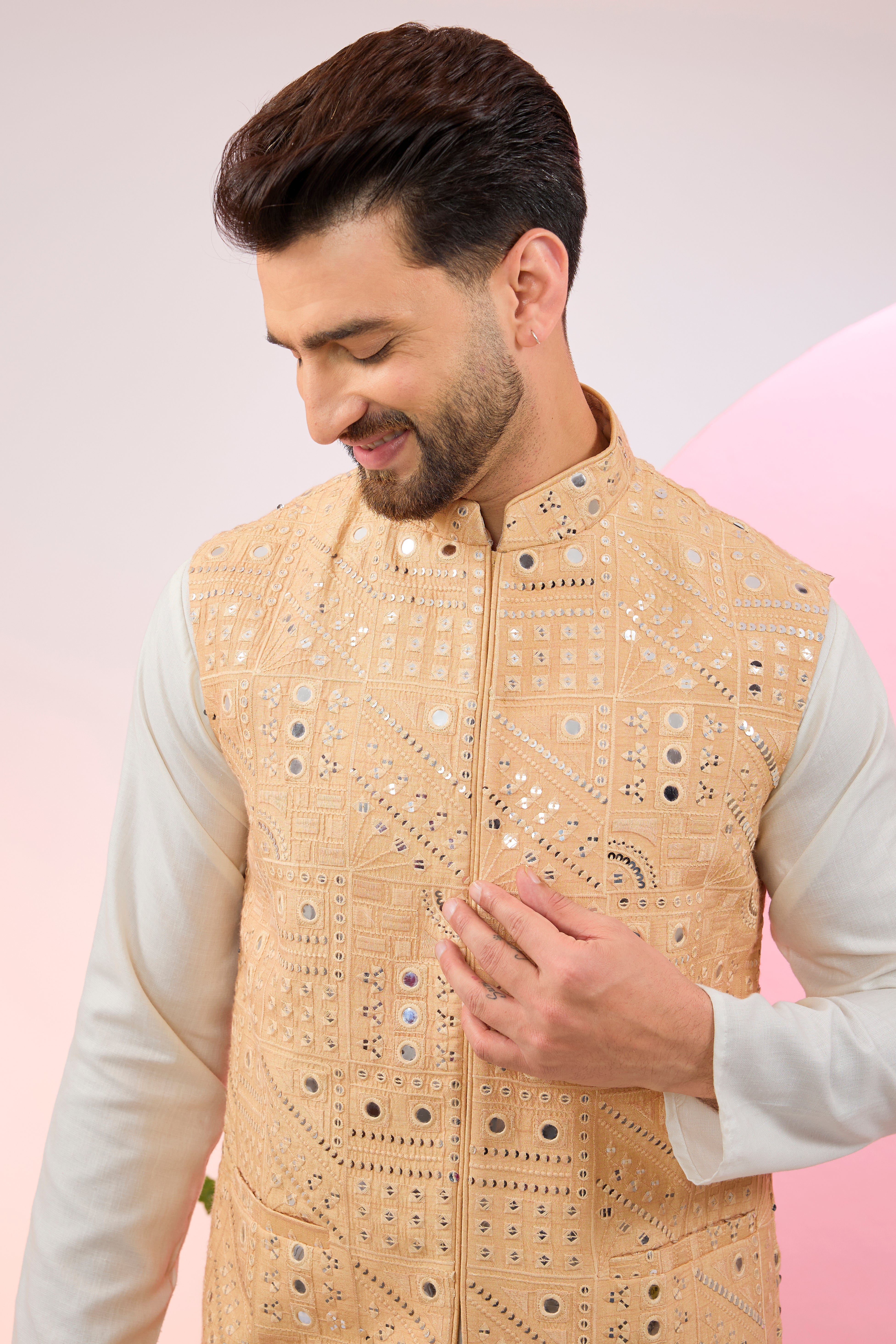 nude mirror work jacket