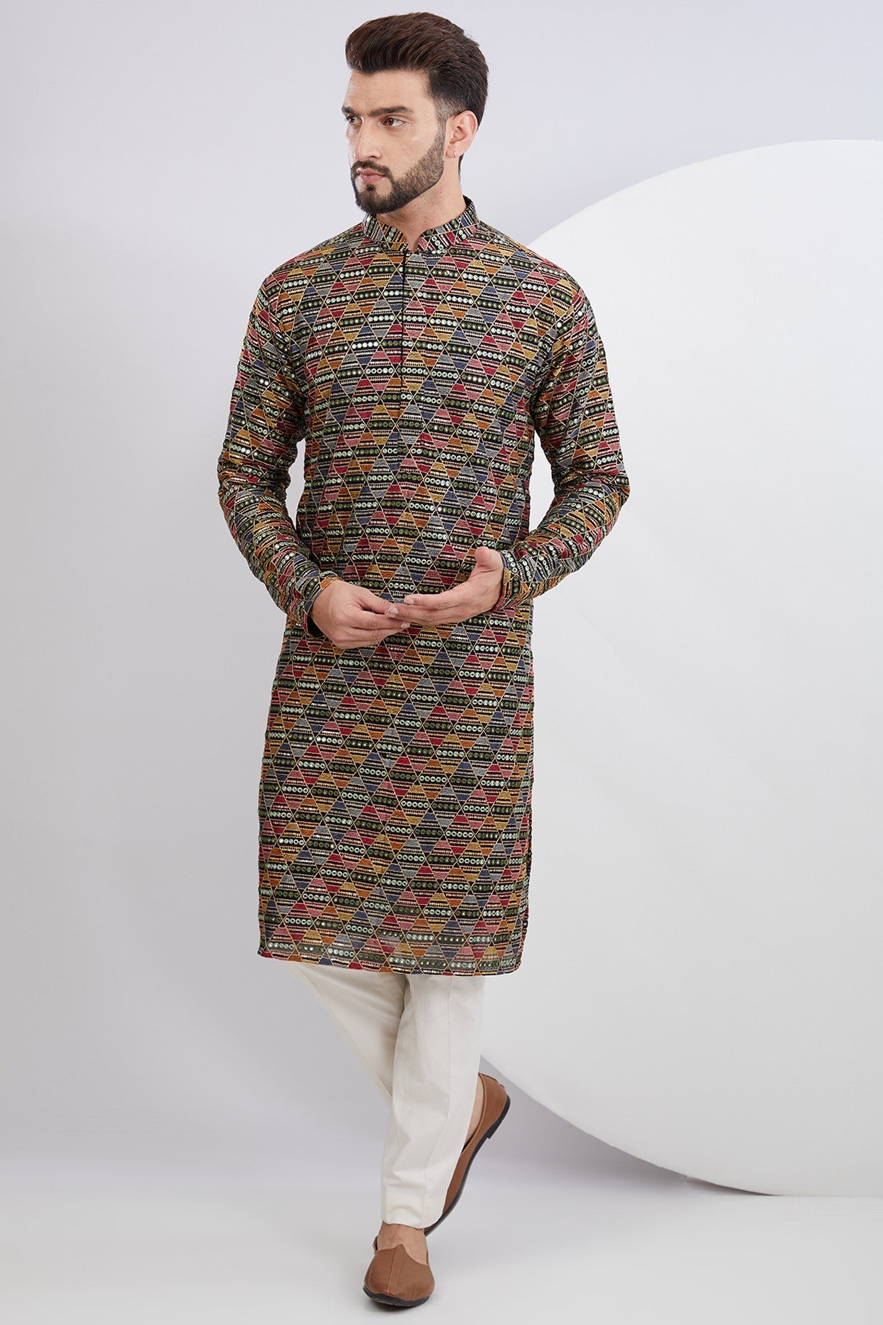 Multi Embroidered Kurta - kasbahmen