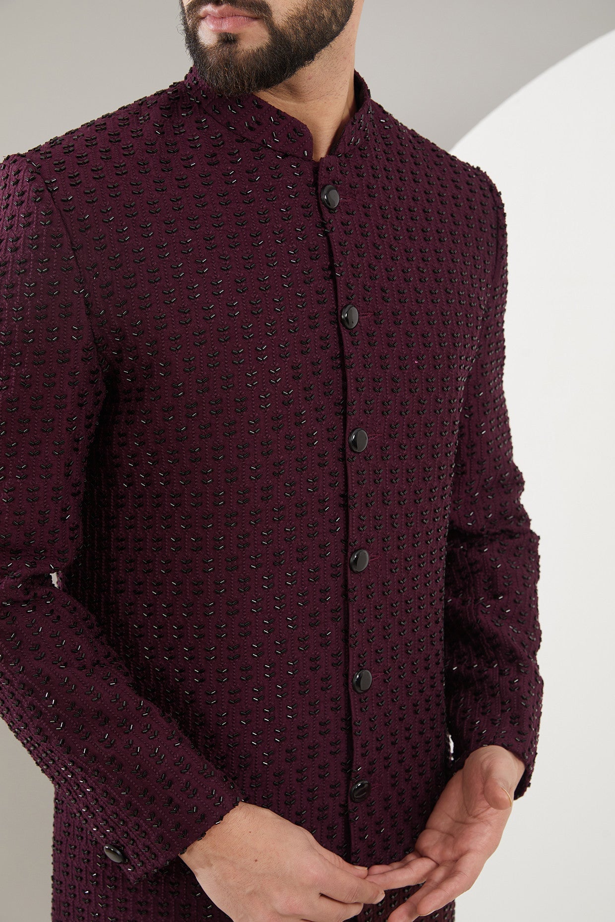 Maroon/Wine Cut-dana Sherwani - kasbahmen