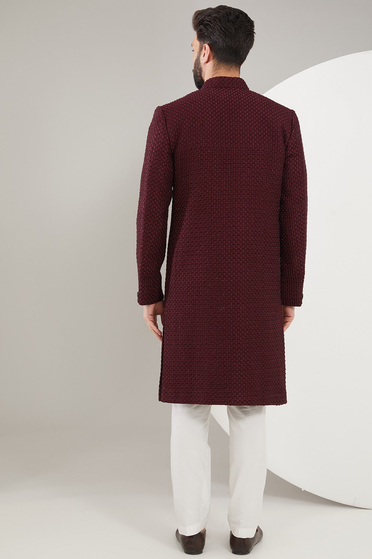Maroon/Wine Cut-dana Sherwani - kasbahmen