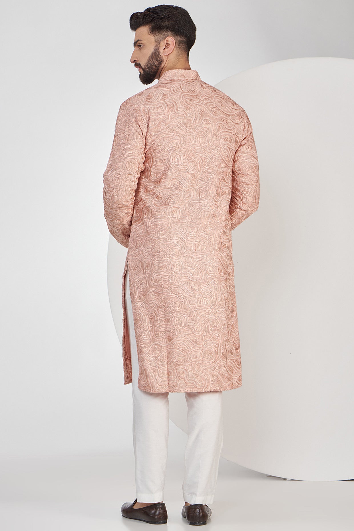 Peach Chikankari Kurta - kasbahmen