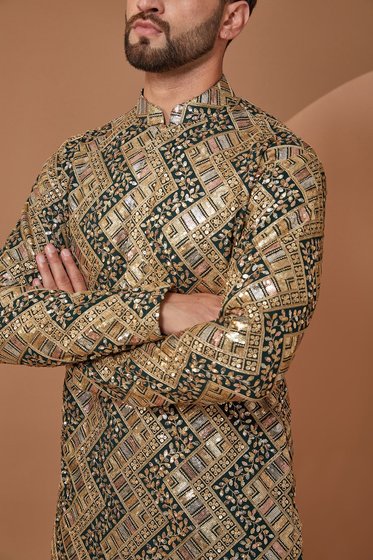 Mehndi Green Heavy Embroidered Kurta - kasbahmen
