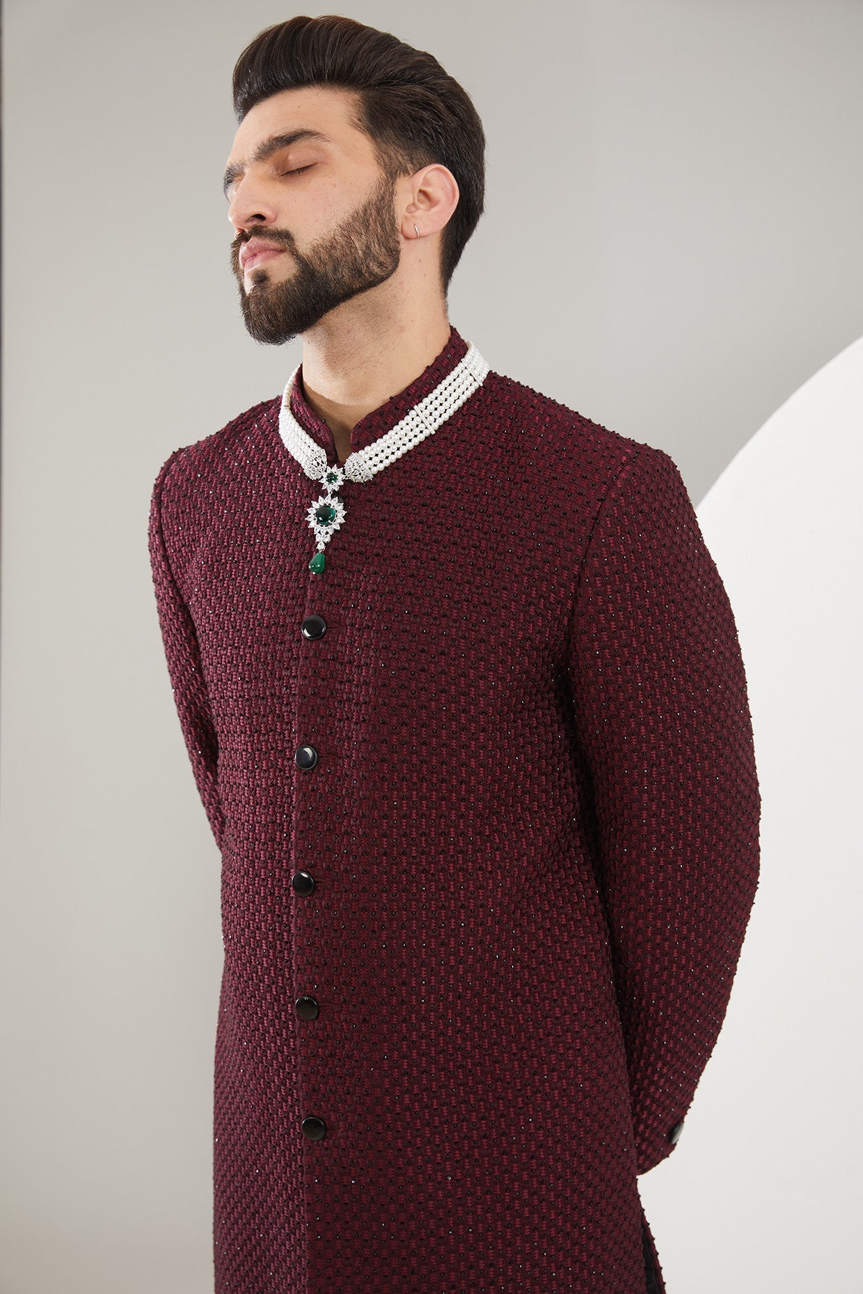 Maroon/Wine Cut-dana Sherwani - kasbahmen