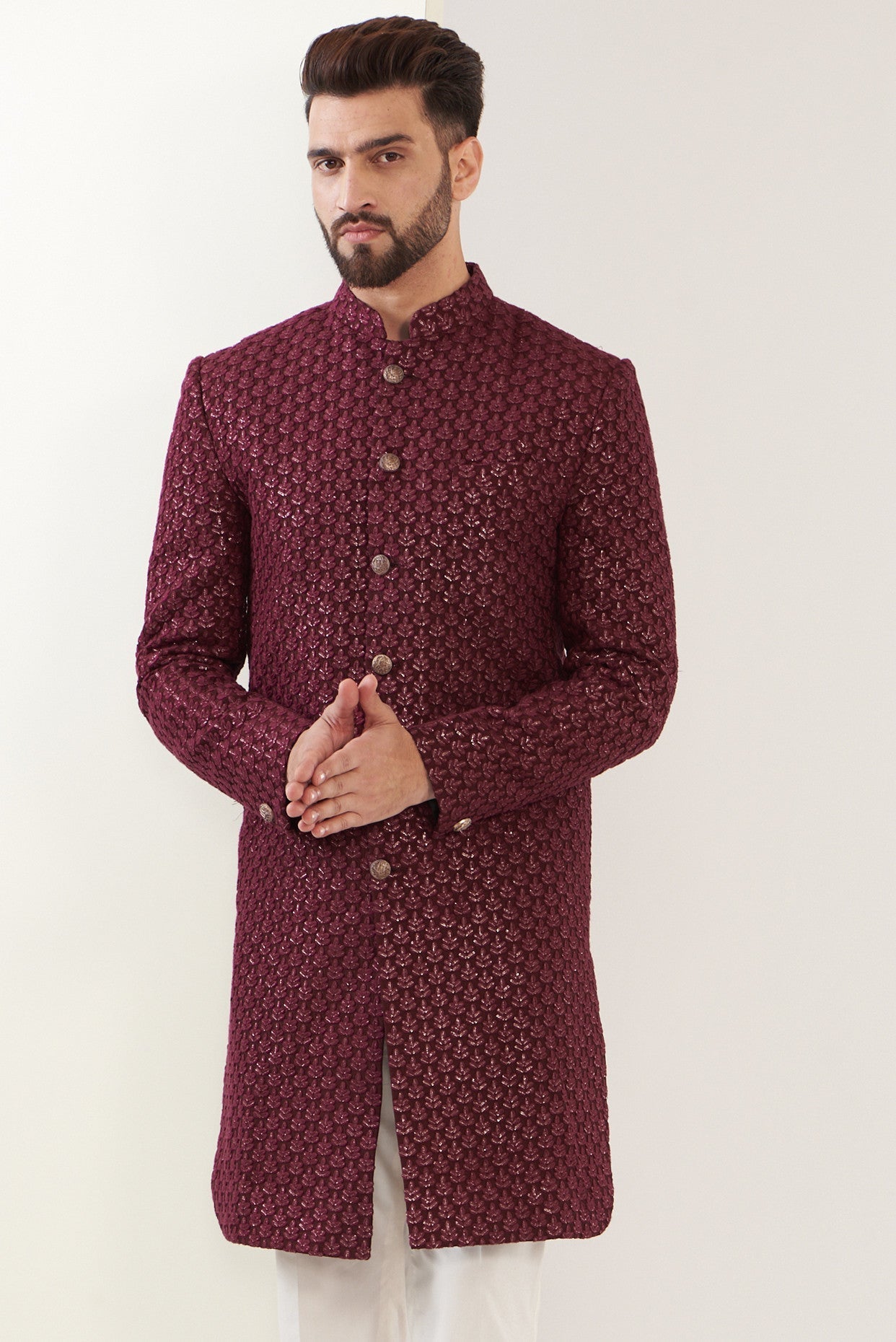 Maroon royal cut indo western - kasbahmen