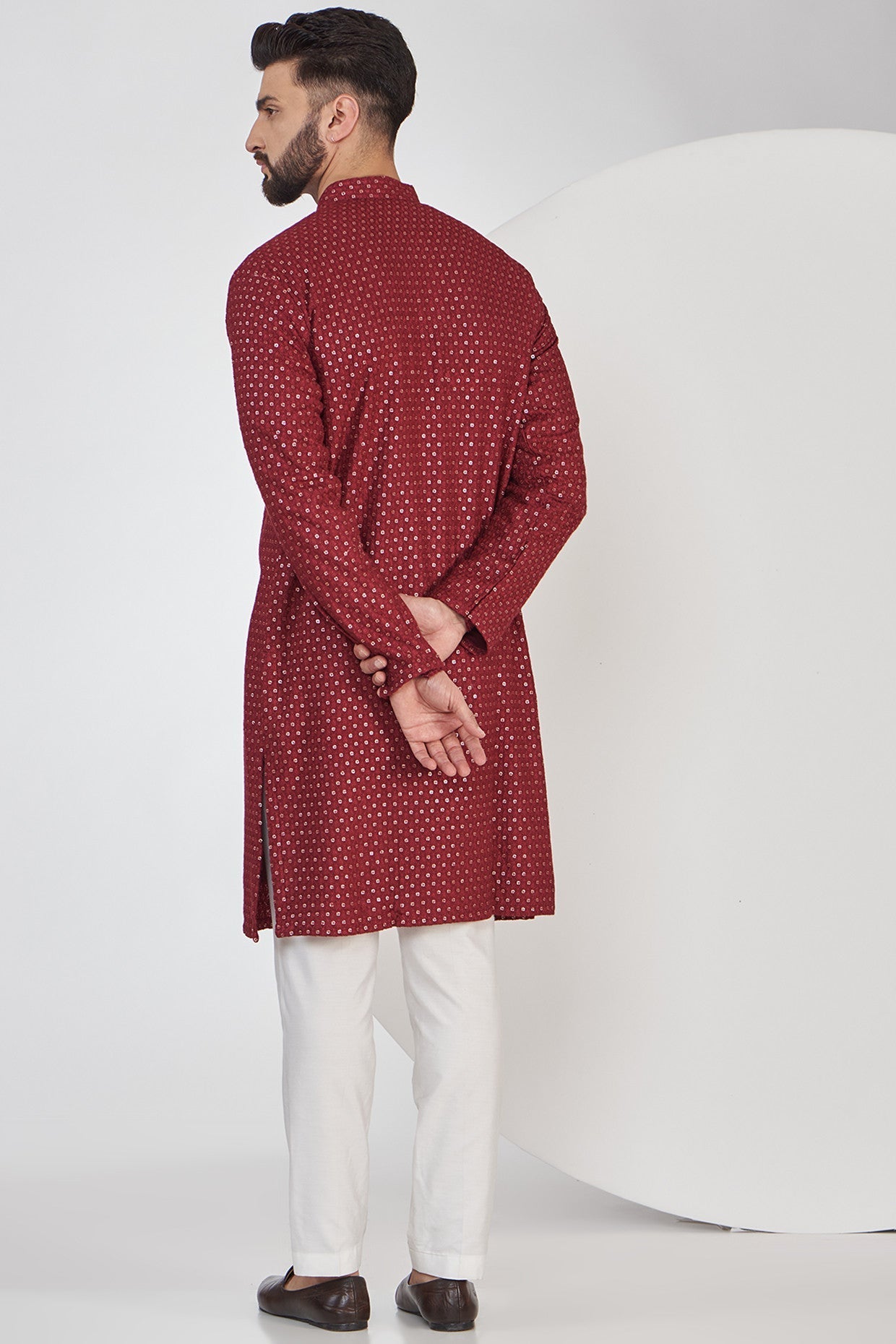 Maroon Chikankari Kurta - kasbahmen