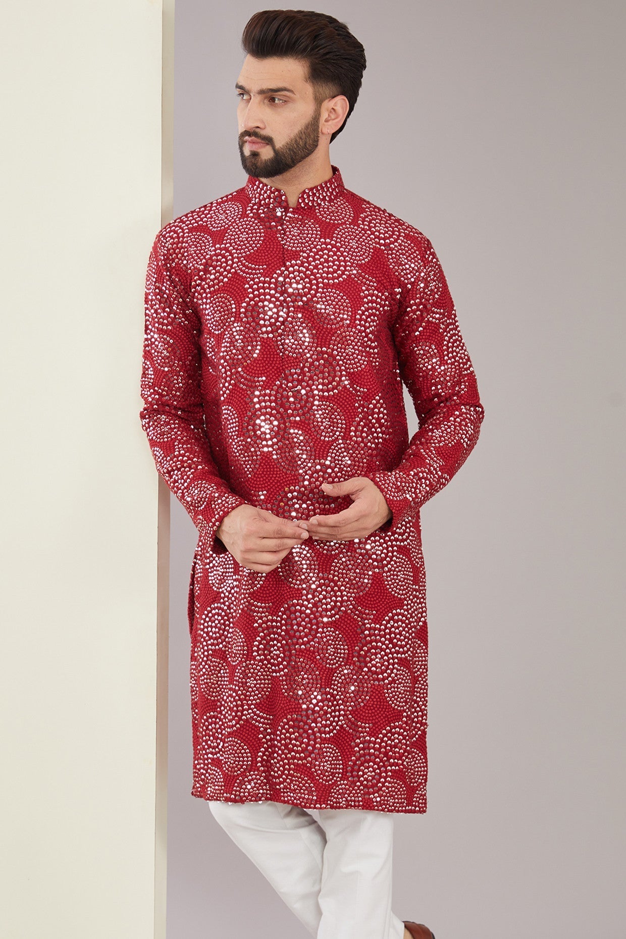 Maroon Sequined kurta - kasbahmen