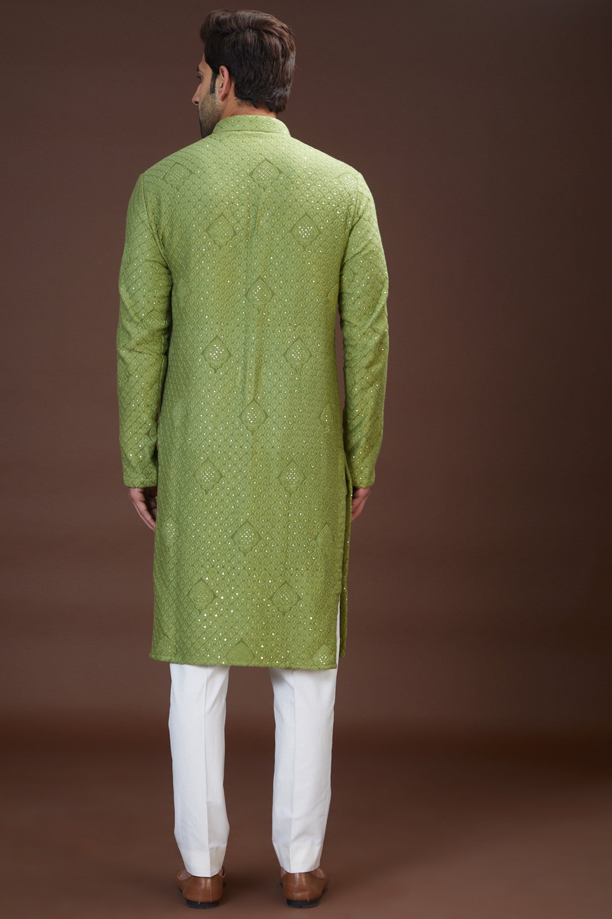 Mehandi green chikankari kurta - kasbahmen