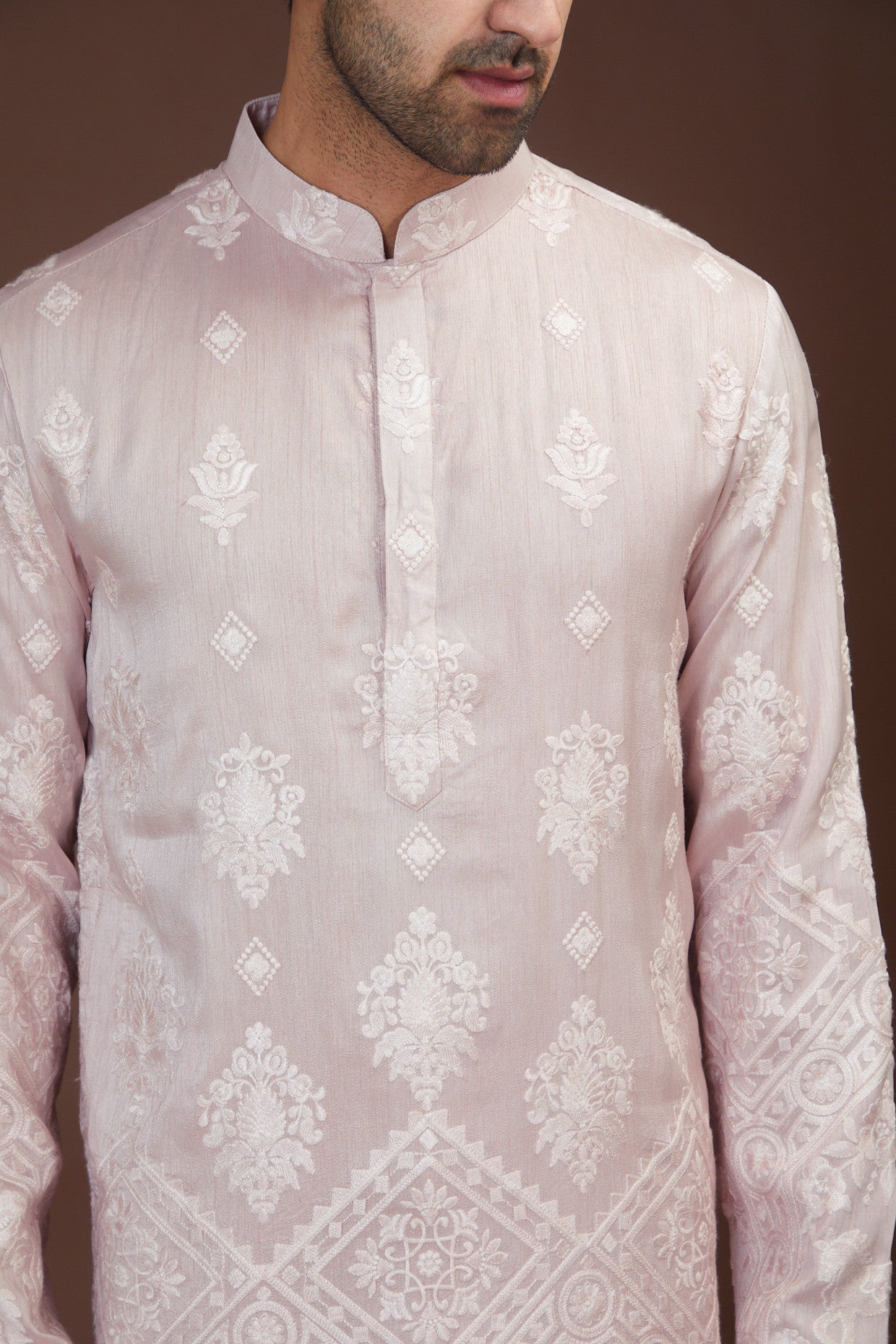 Mud pink chikankari kurta - kasbahmen