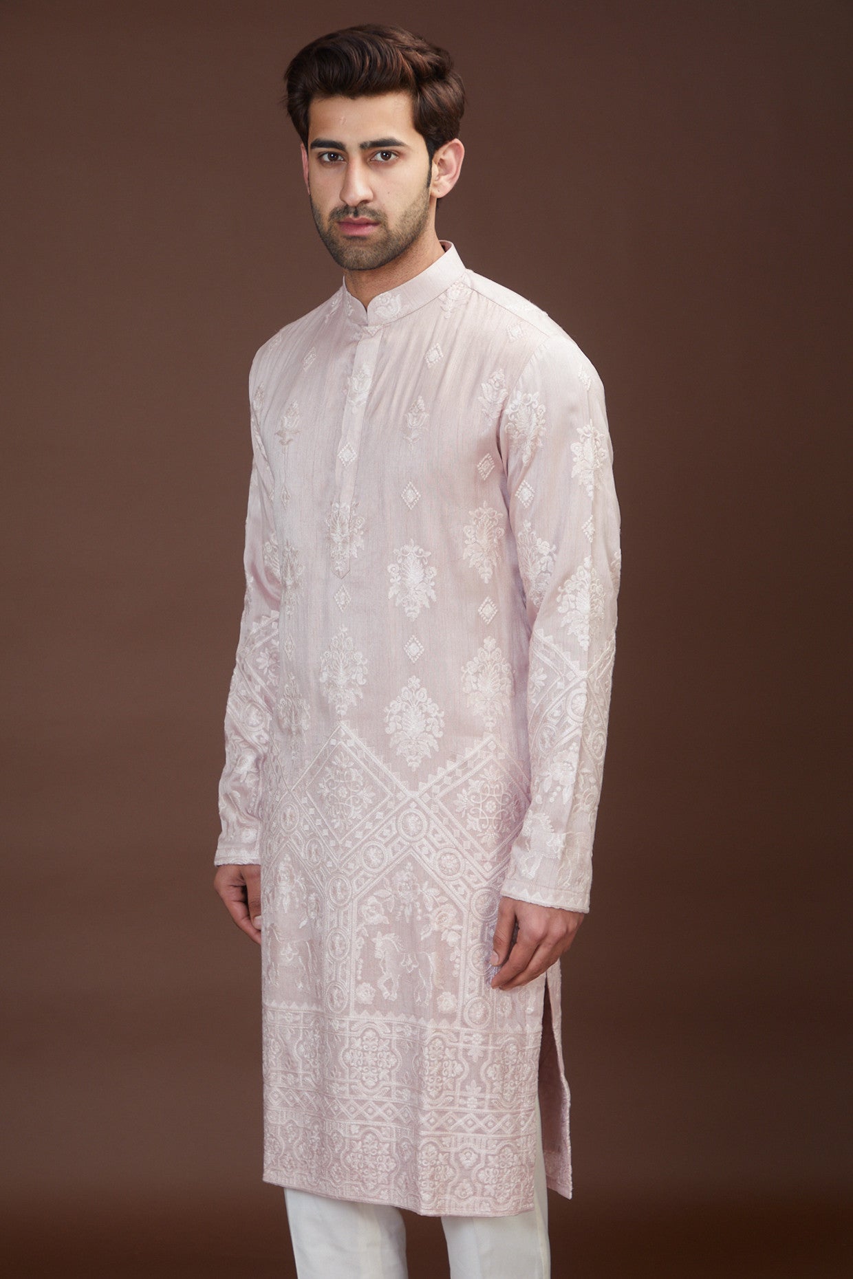 Mud pink chikankari kurta - kasbahmen