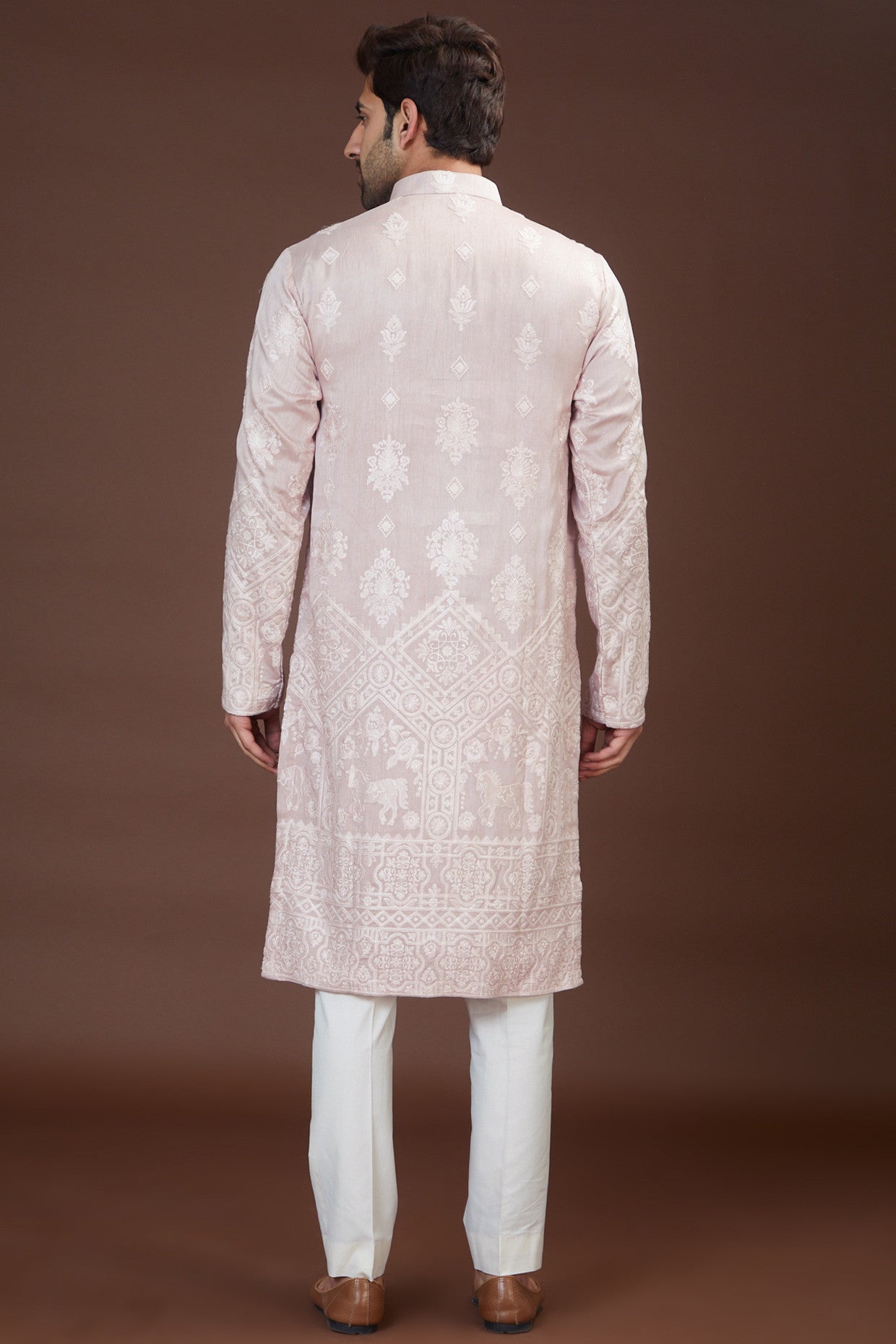 Mud pink chikankari kurta - kasbahmen