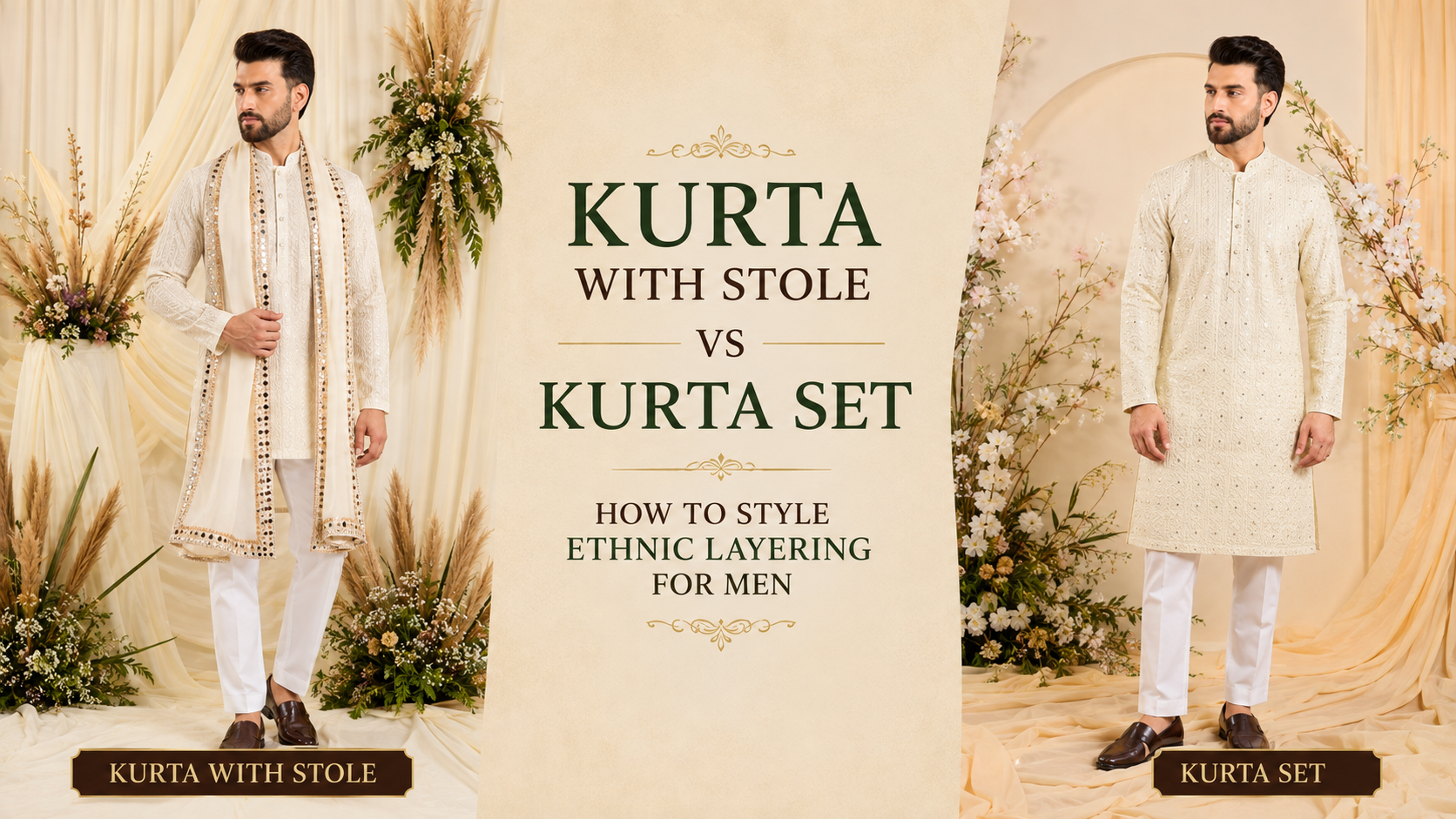 Kurta with Stole vs Kurta Set: How to Style Ethnic Layering for Men
