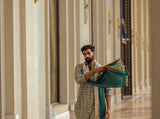 Green Mirror-work Kurta paired with Mirrorwork Stole - kasbahmen