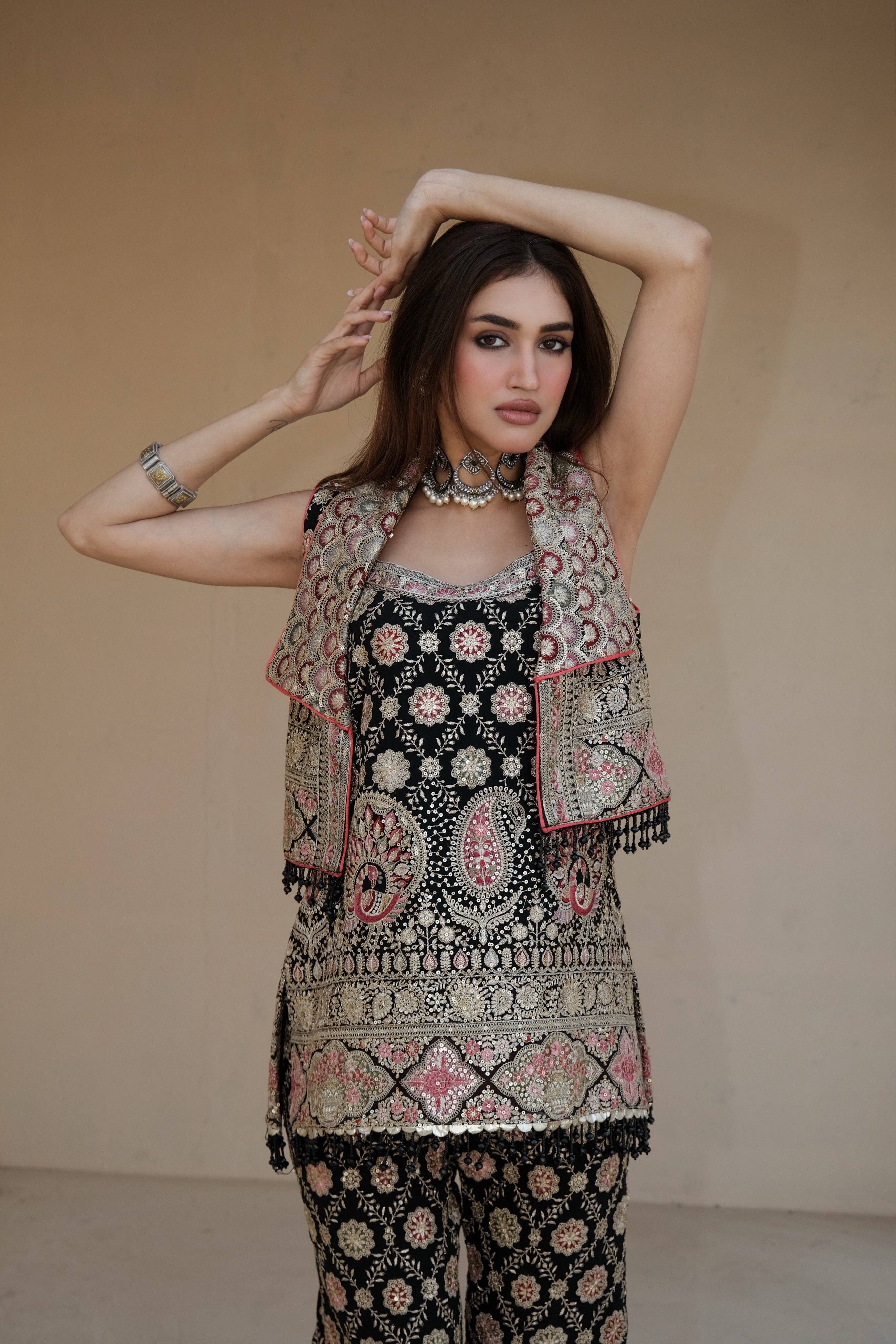 Midnight Royalty — A Luxuriously Crafted Sharara Set Celebrating Old-World Artistry