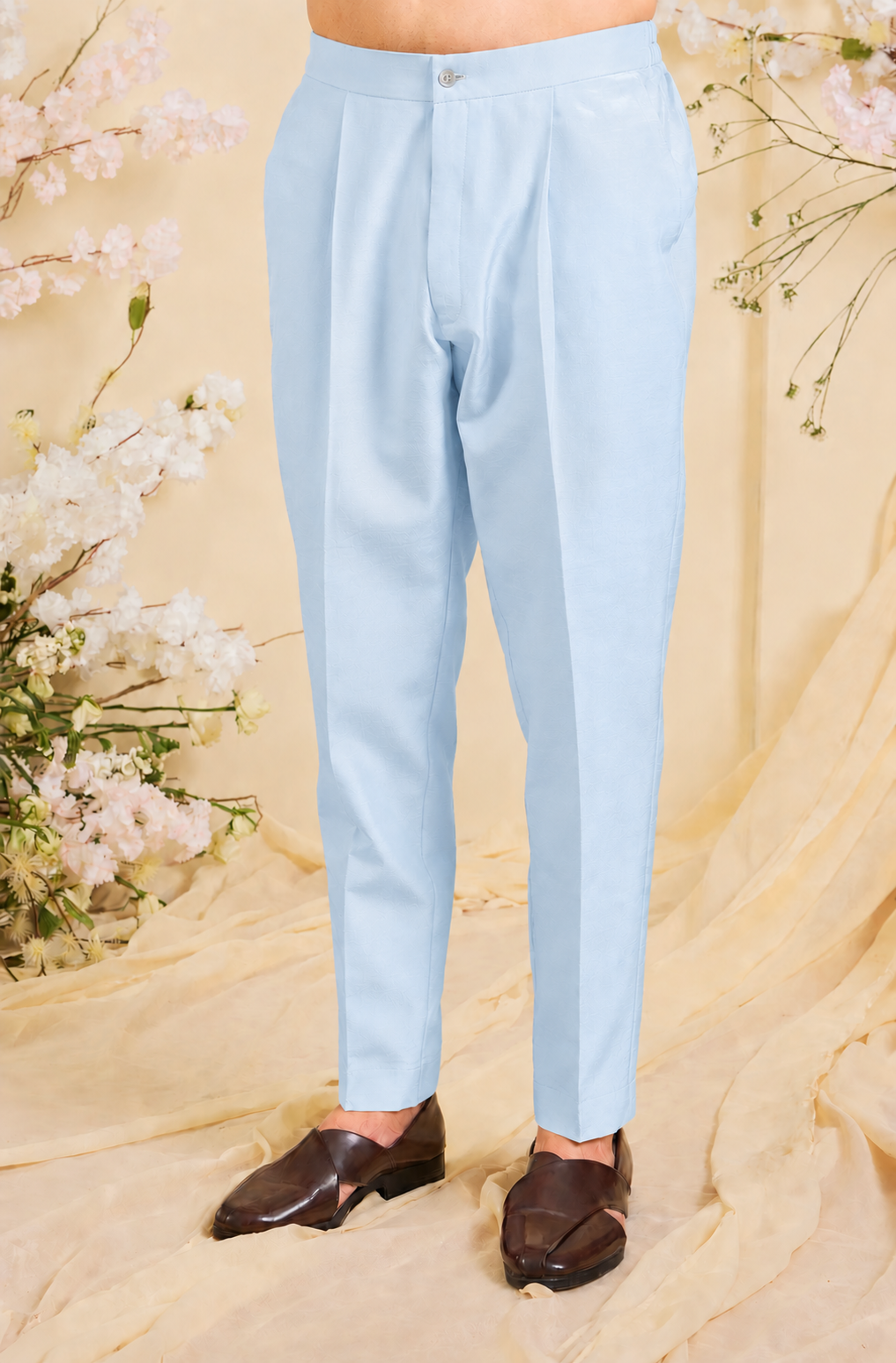 SKY BLUE SILK DUPION FORMAL PANT PYJAMAS