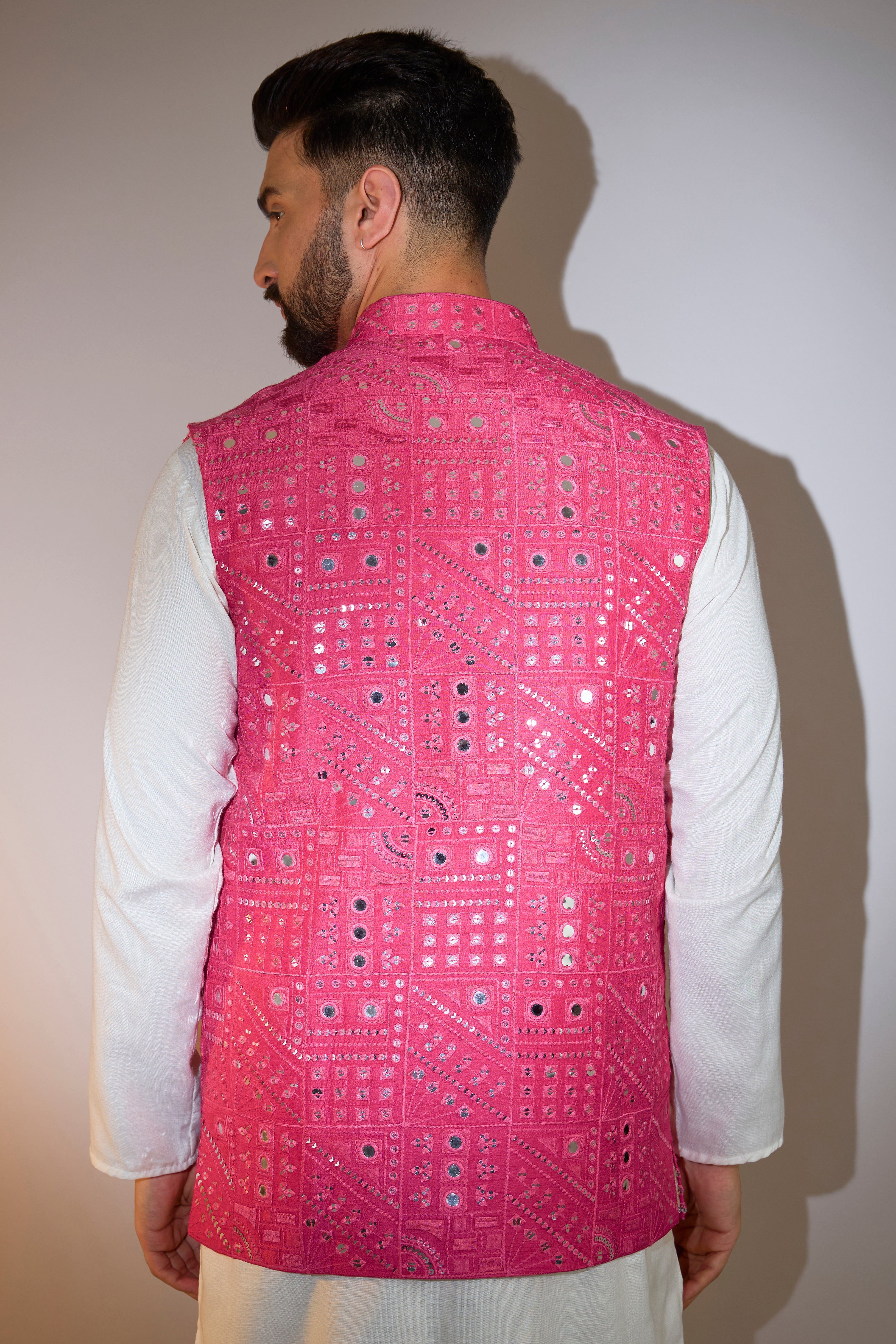 hot pink mirror work jacket