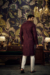 Wine Chikankari Kurta