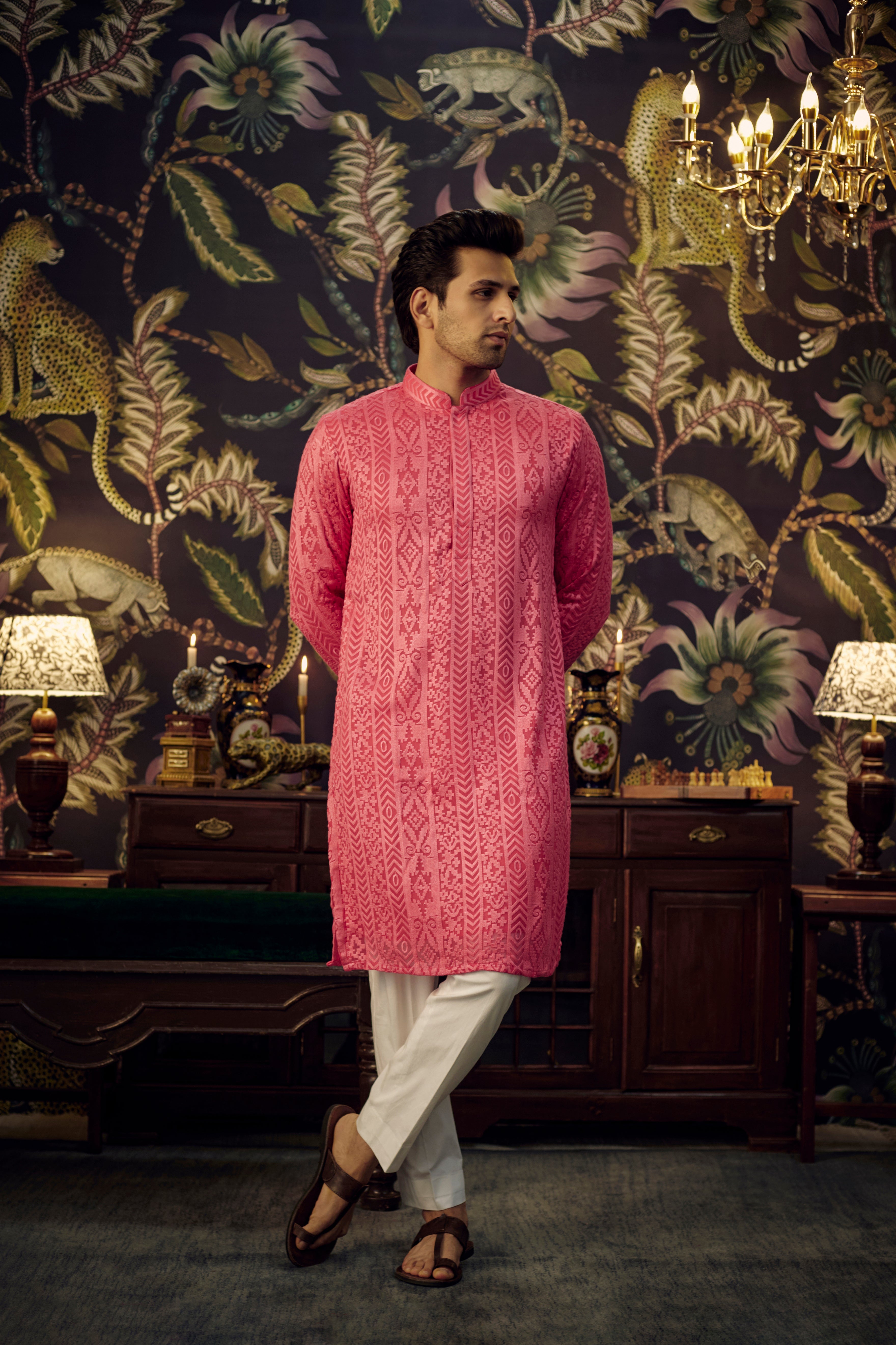 Hot Pink Chikankari Kurta - kasbahmen