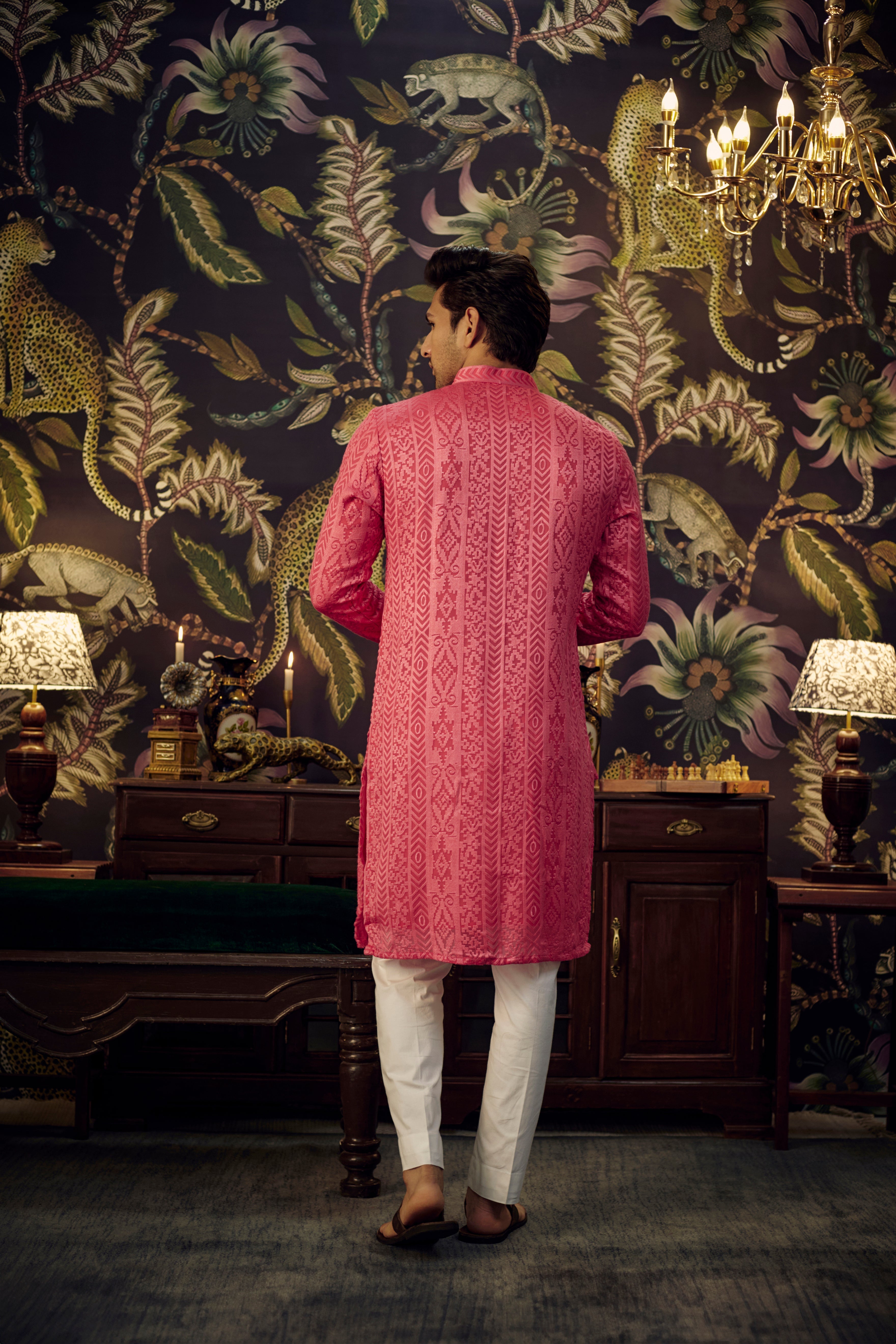 Hot Pink Chikankari Kurta - kasbahmen