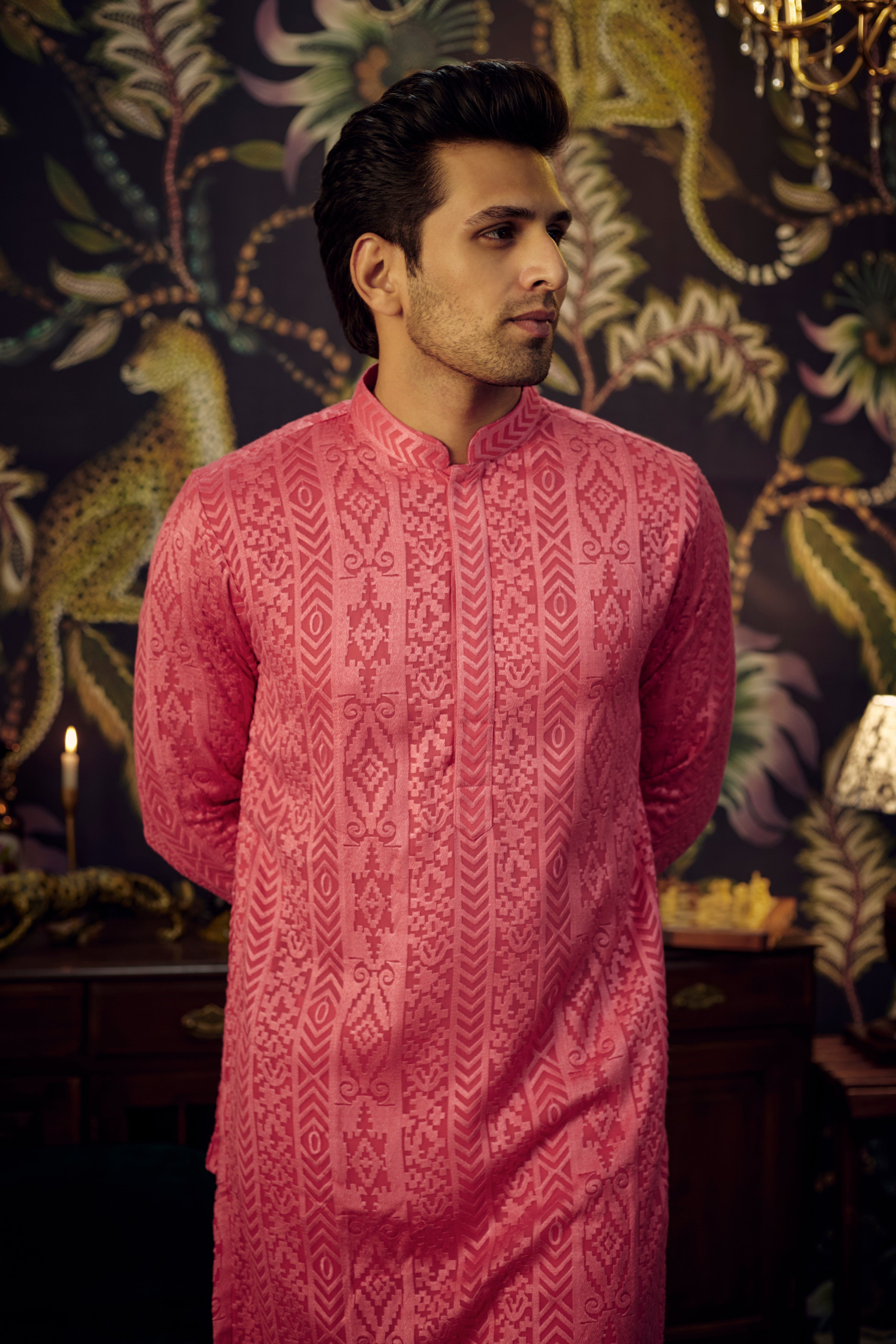 Hot Pink Chikankari Kurta - kasbahmen