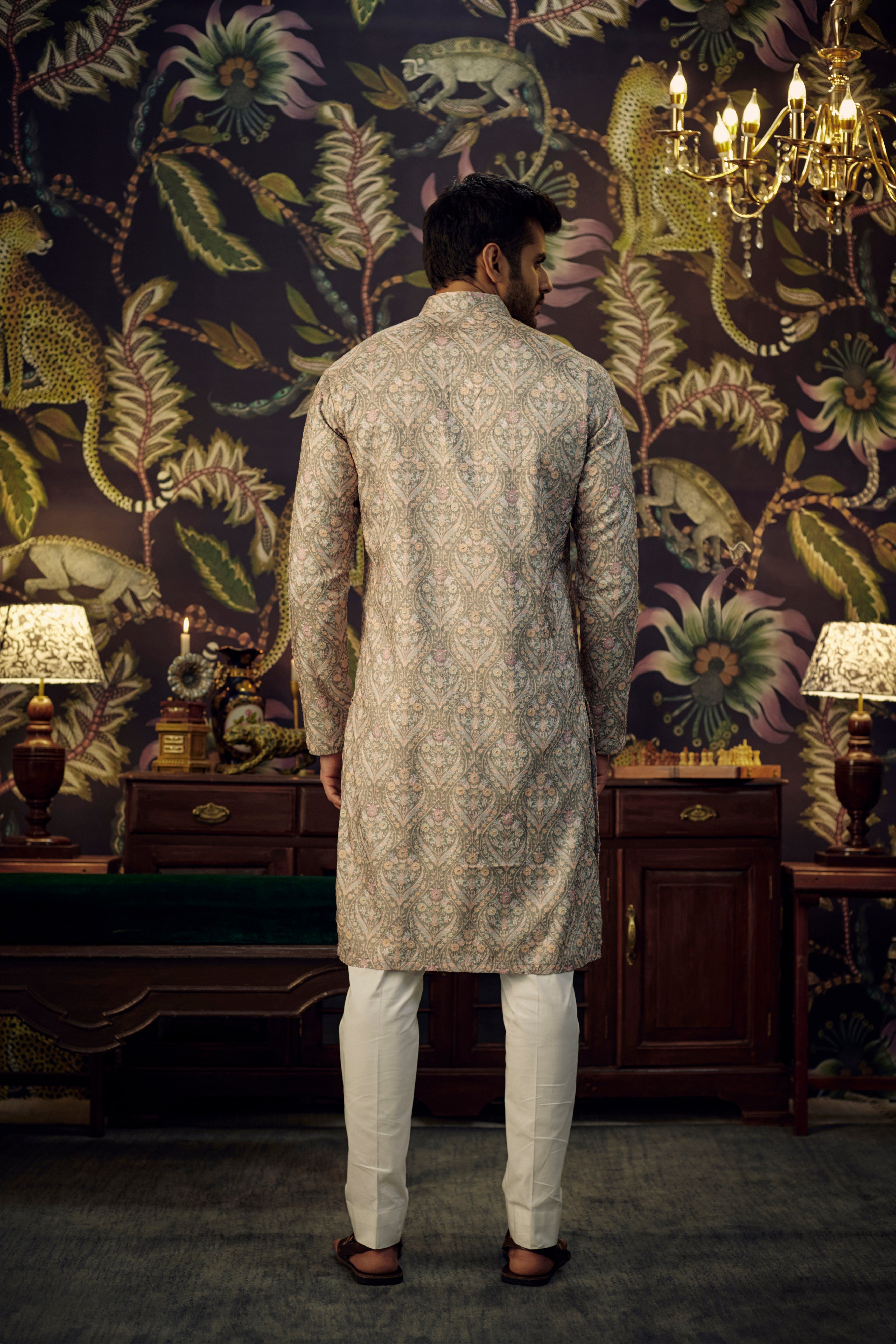 Dark Mint Kashmiri Embroidred Chikankari Kurta - kasbahmen