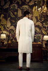 Opulent White Chikankai Kurta - kasbahmen