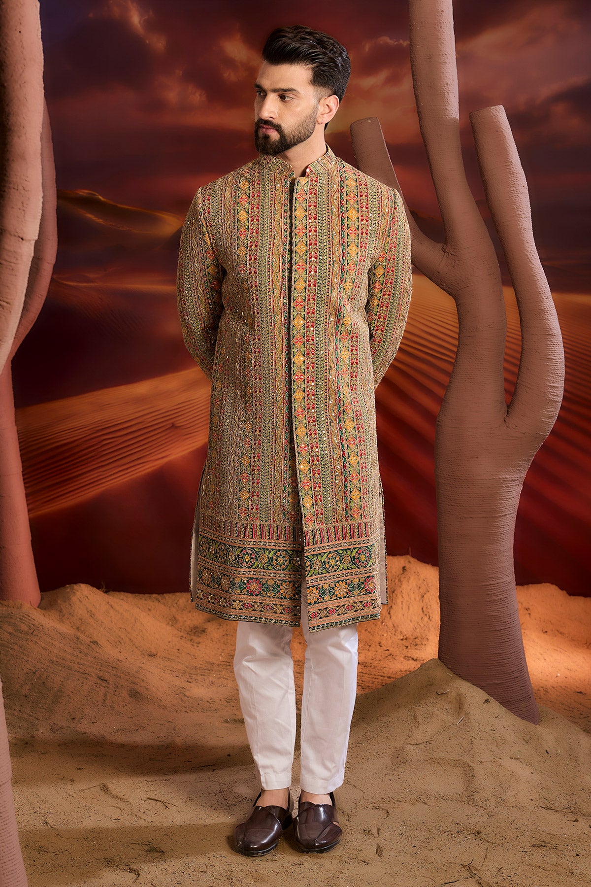 Regal Radiance Redefined With This Luxurious Zari Work Sherwani