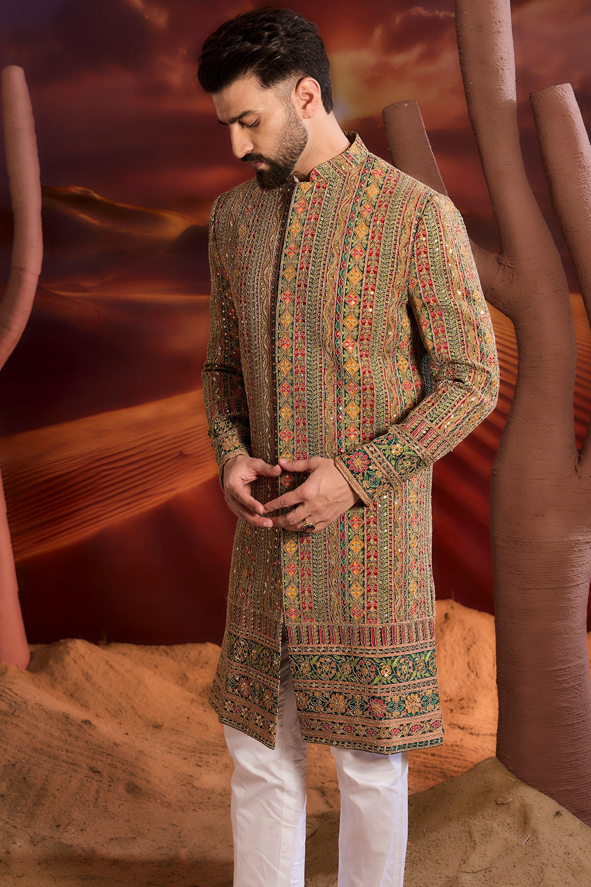 Regal Radiance Redefined With This Luxurious Zari Work Sherwani