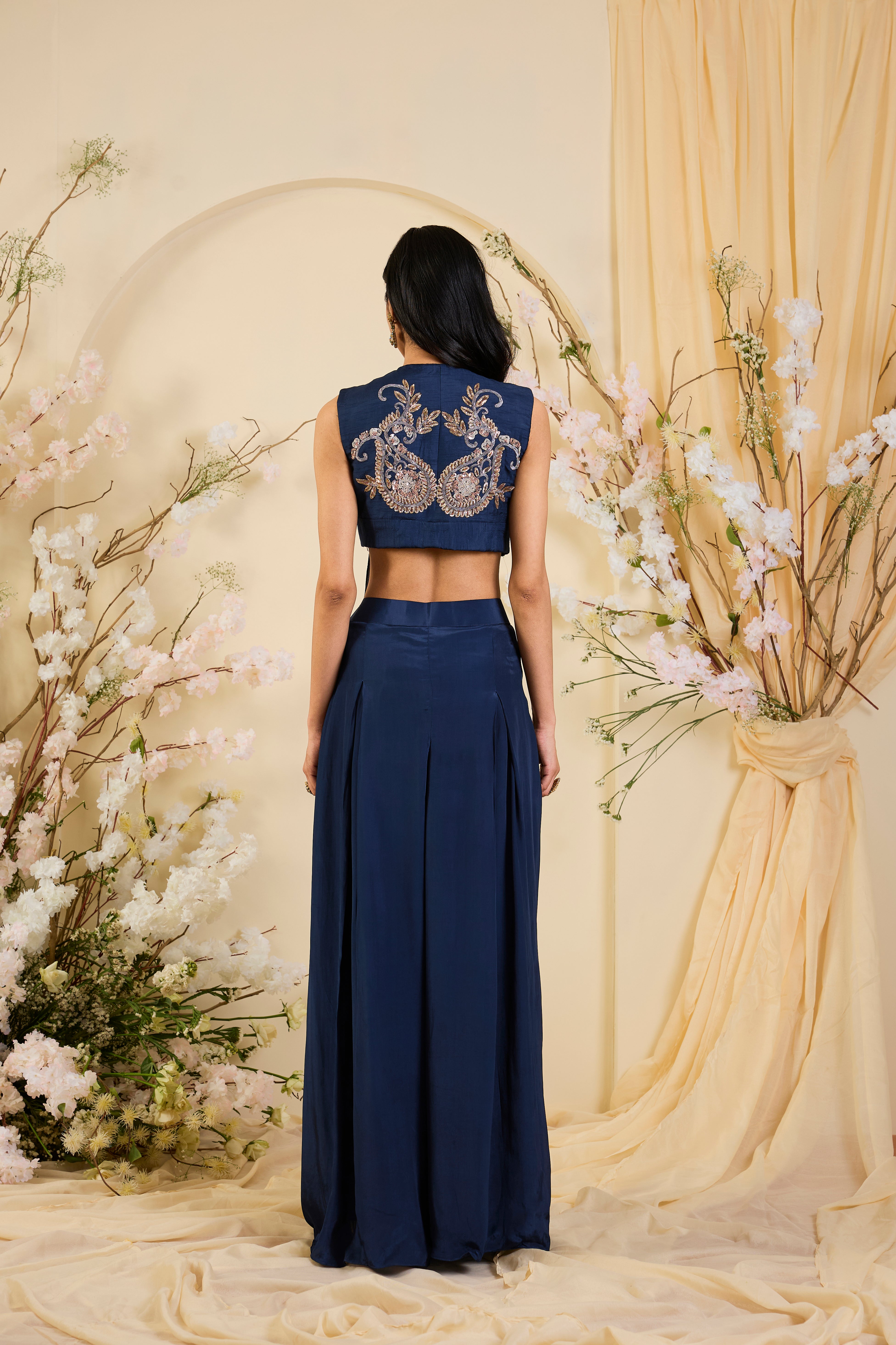 Noir Paisley Drape Ensemble