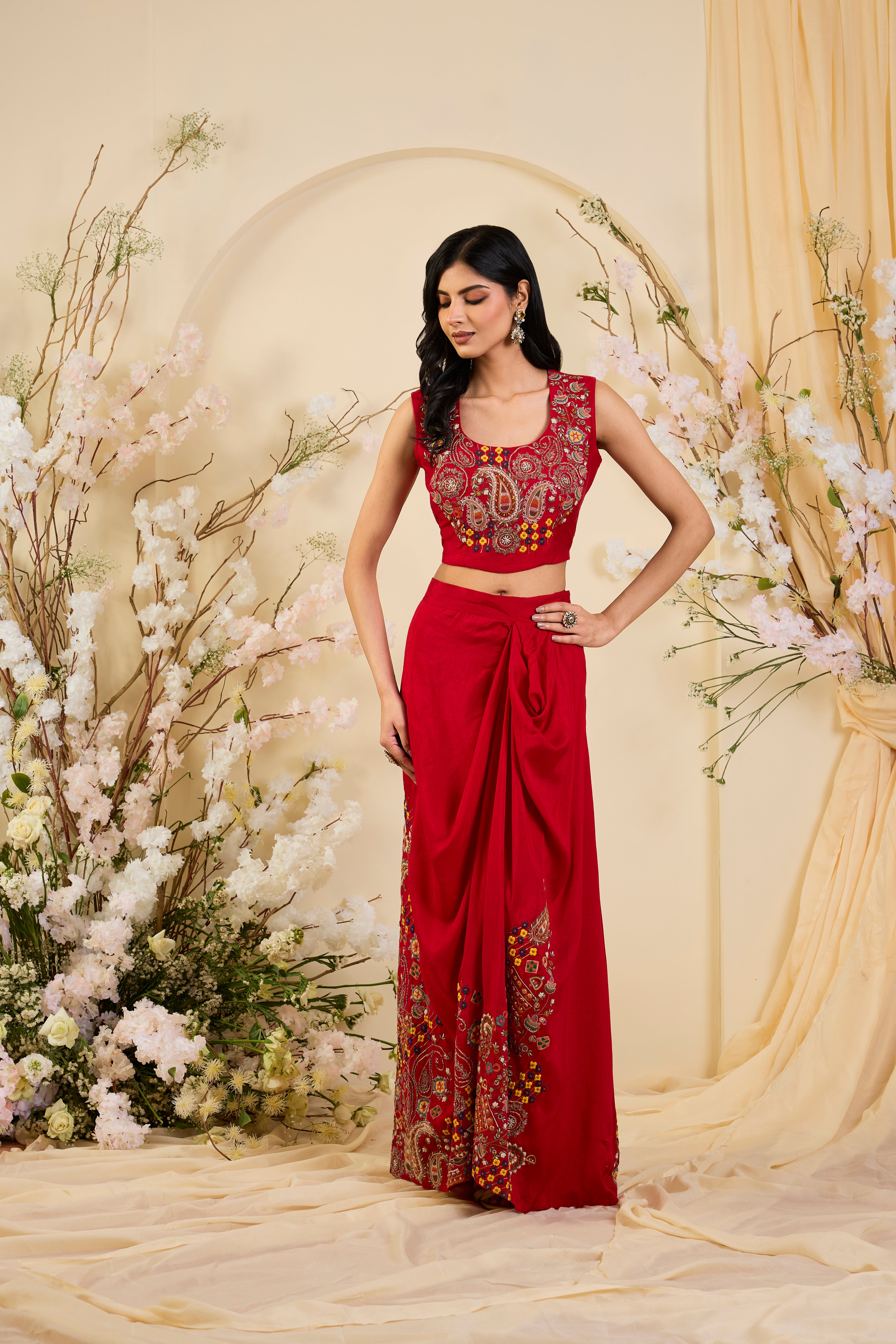 Crimson Heirloom Drape Ensemble