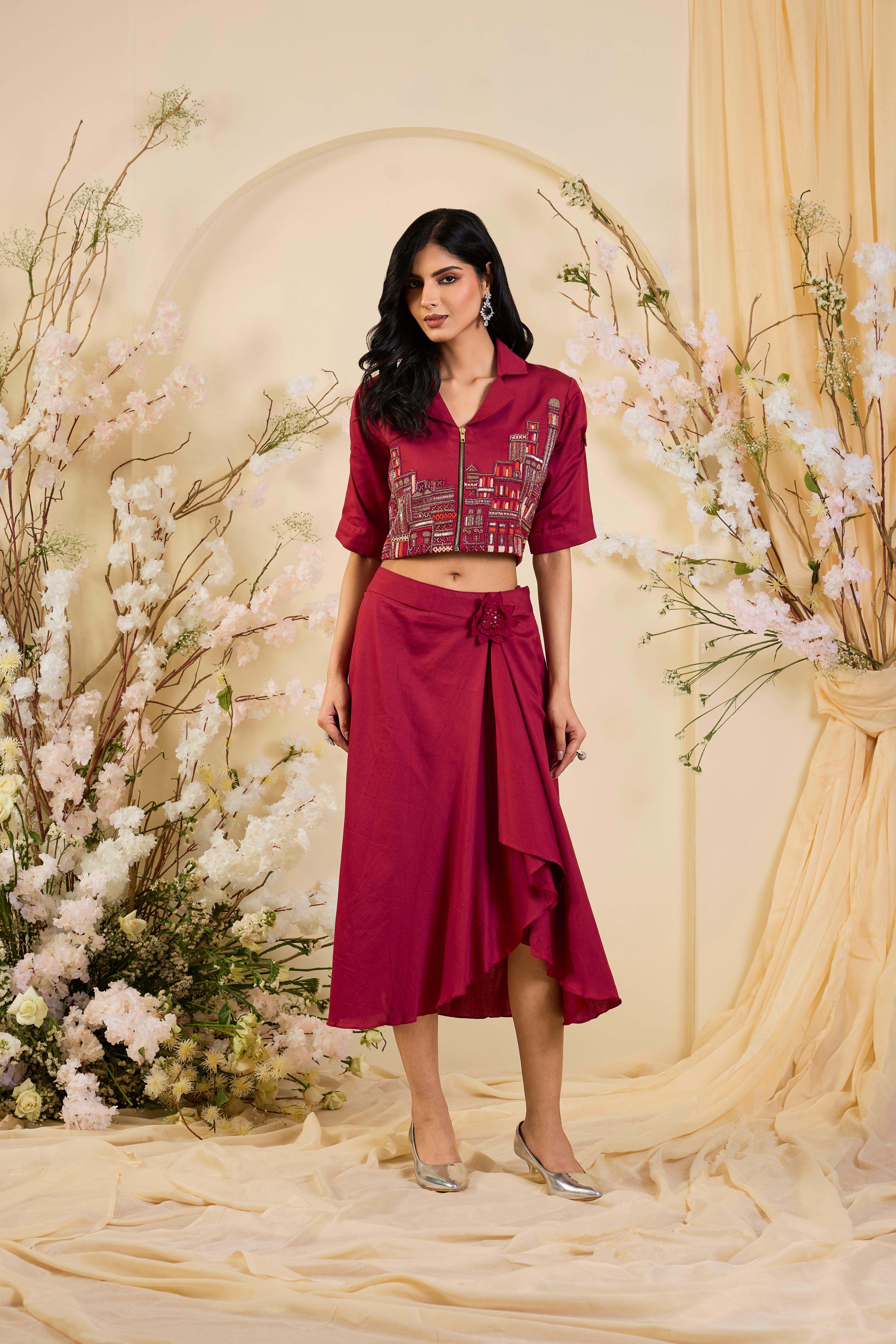 Crimson Cityscape: Where Couture Meets Culture