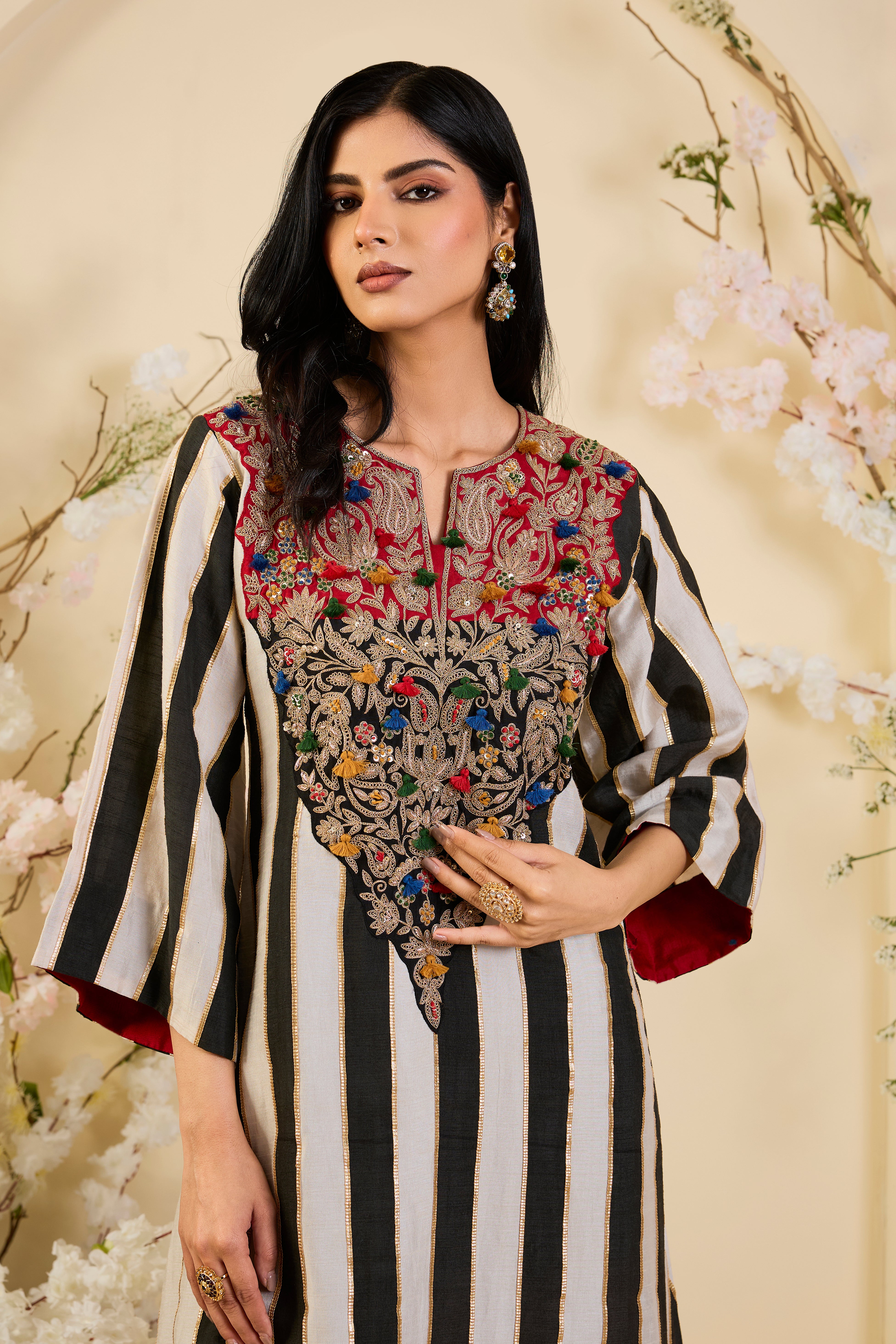 Noir Regalia: The Striped Symphony of Heritage & Opulence