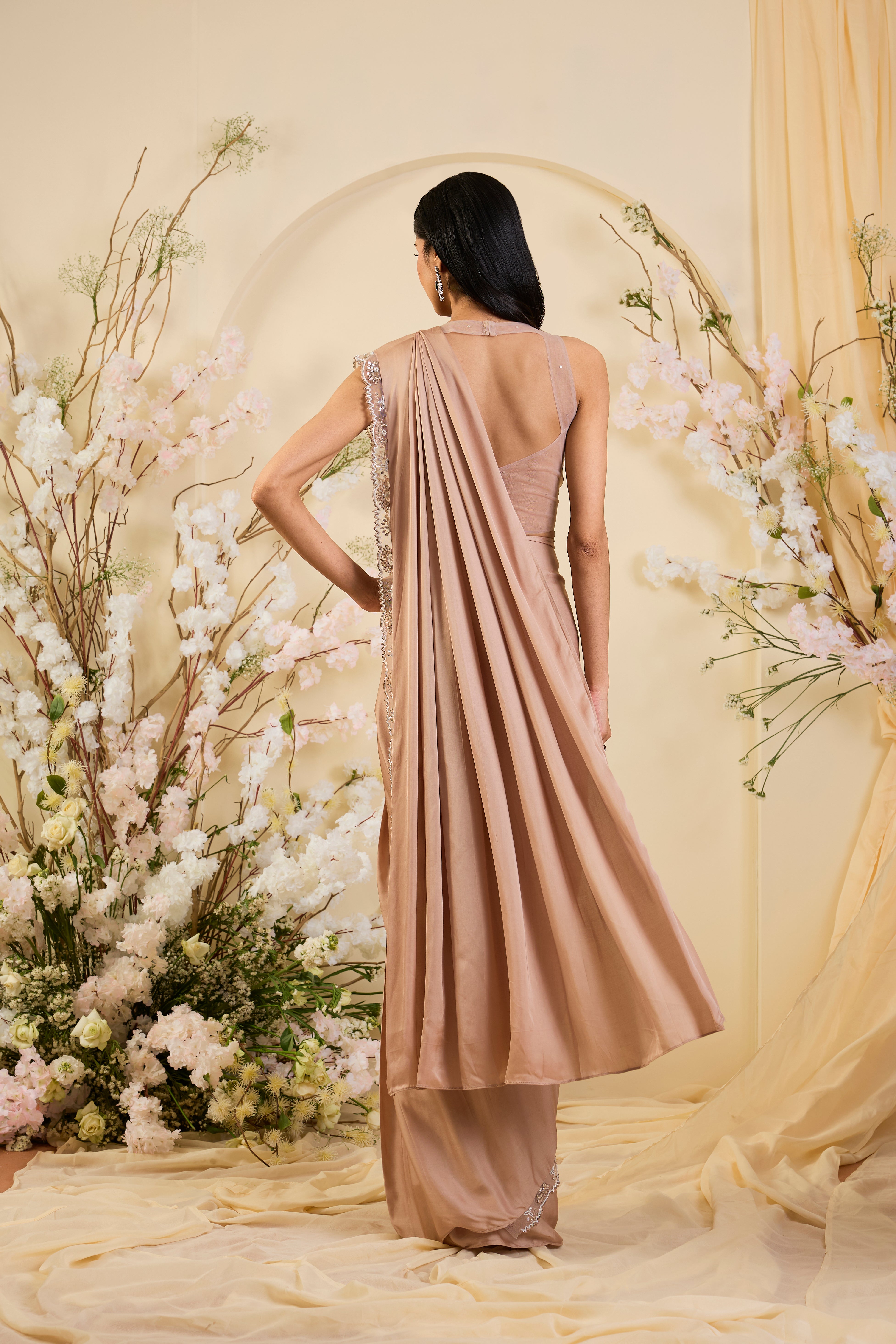Blush Radiance: A Drape of Crystal Elegance