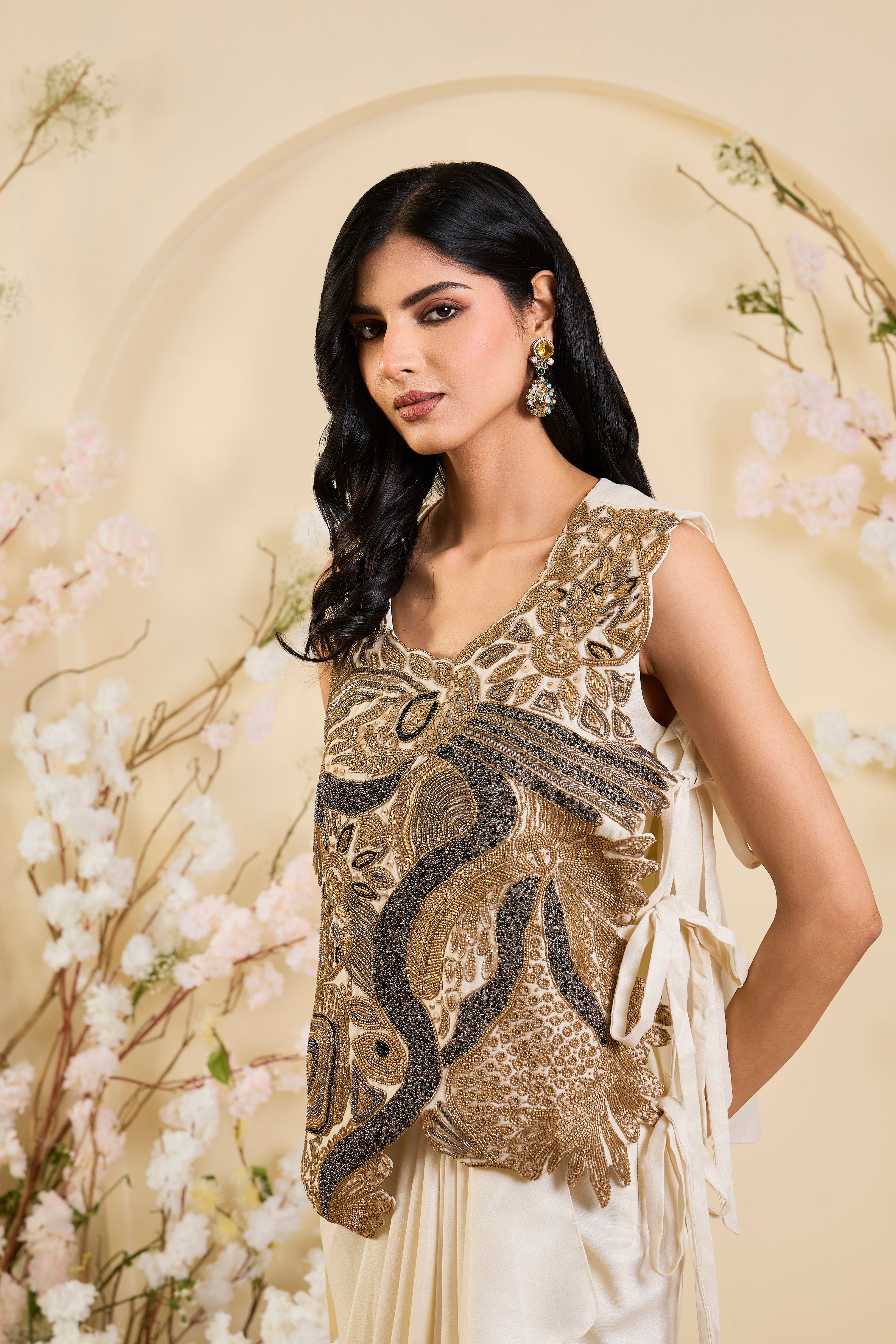 Sculpted Ivory Gillet set, Drenched in Gold