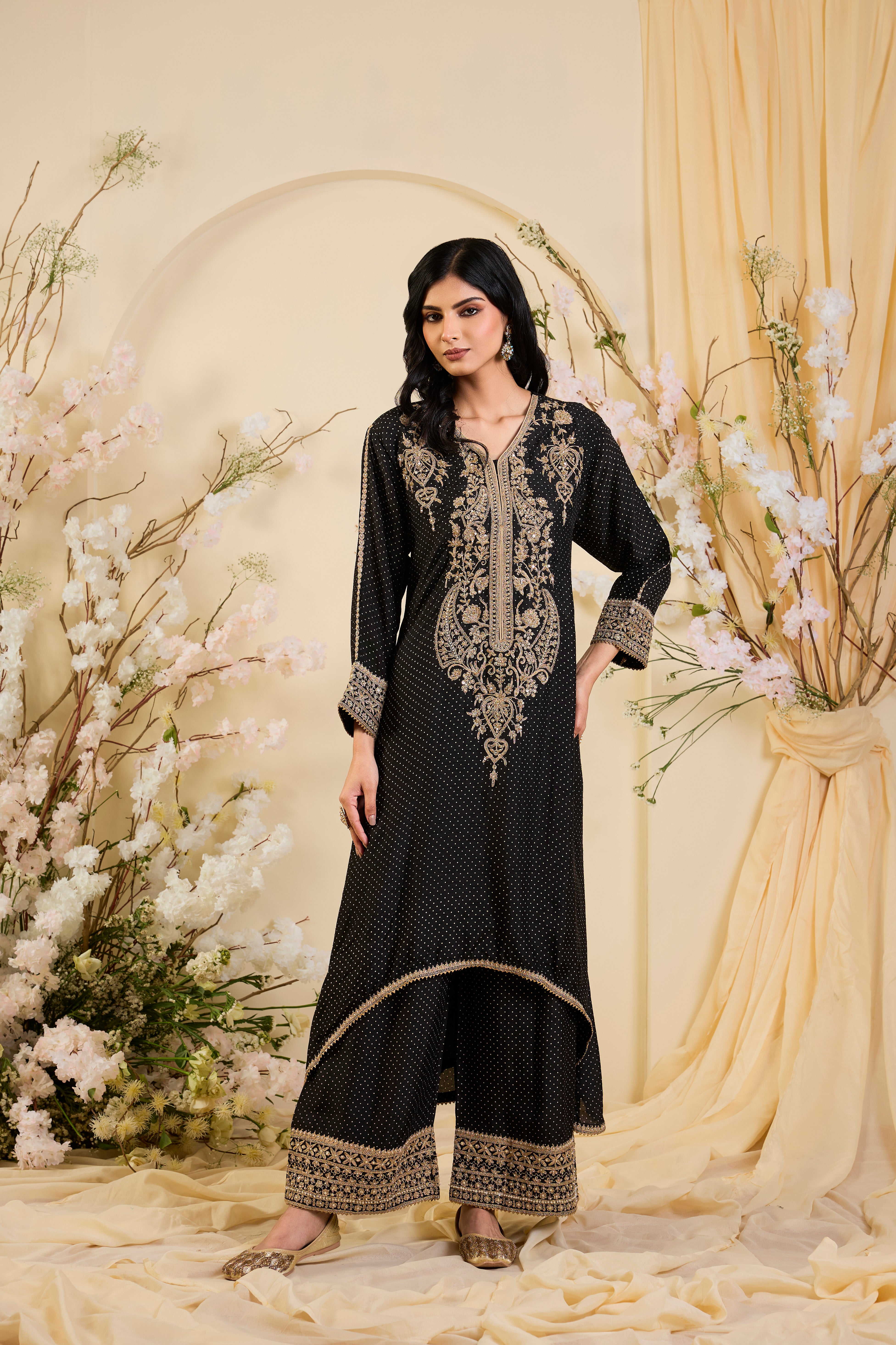 Noir Heirloom: The Midnight Embroidered Ensemble
