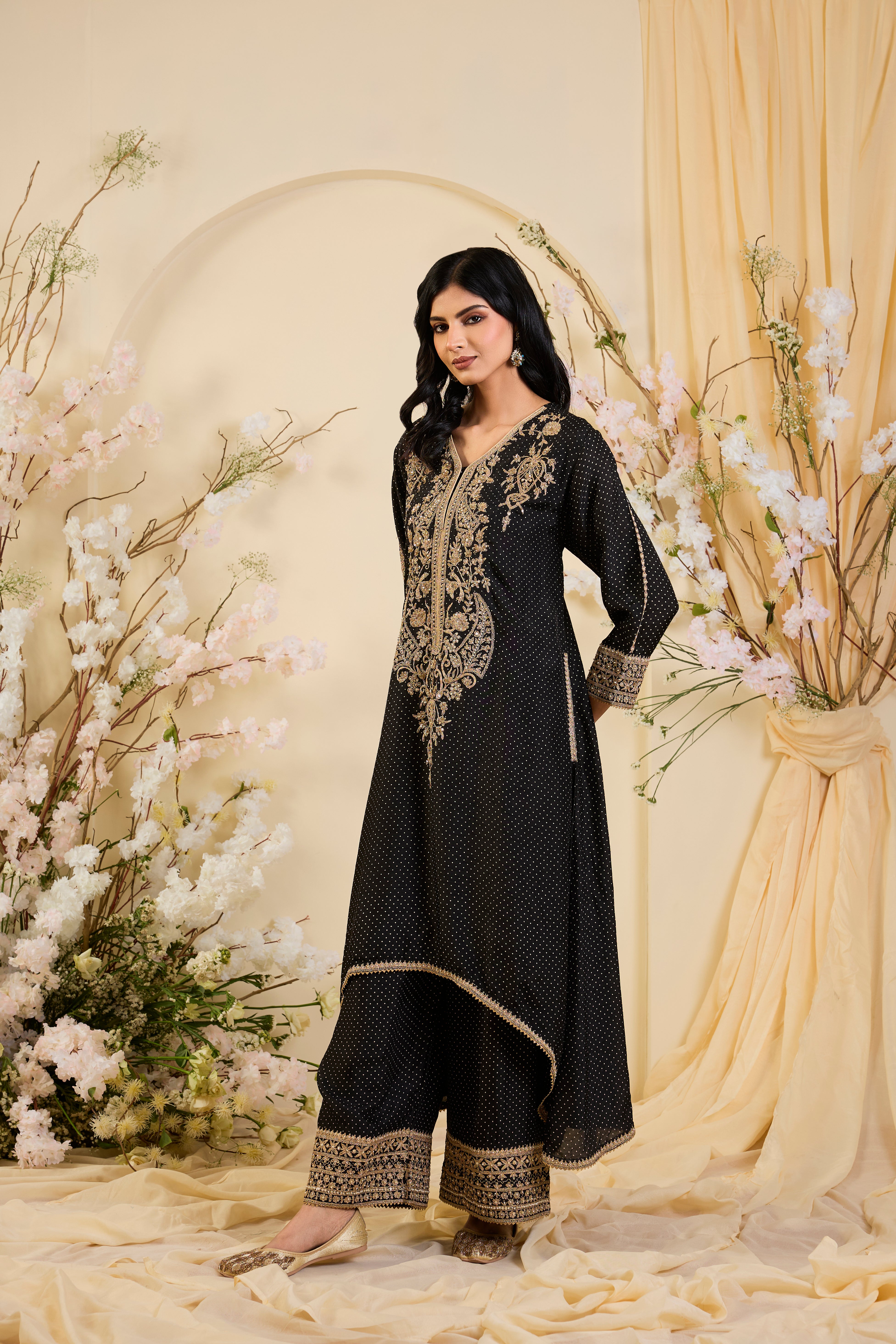 Noir Heirloom: The Midnight Embroidered Ensemble