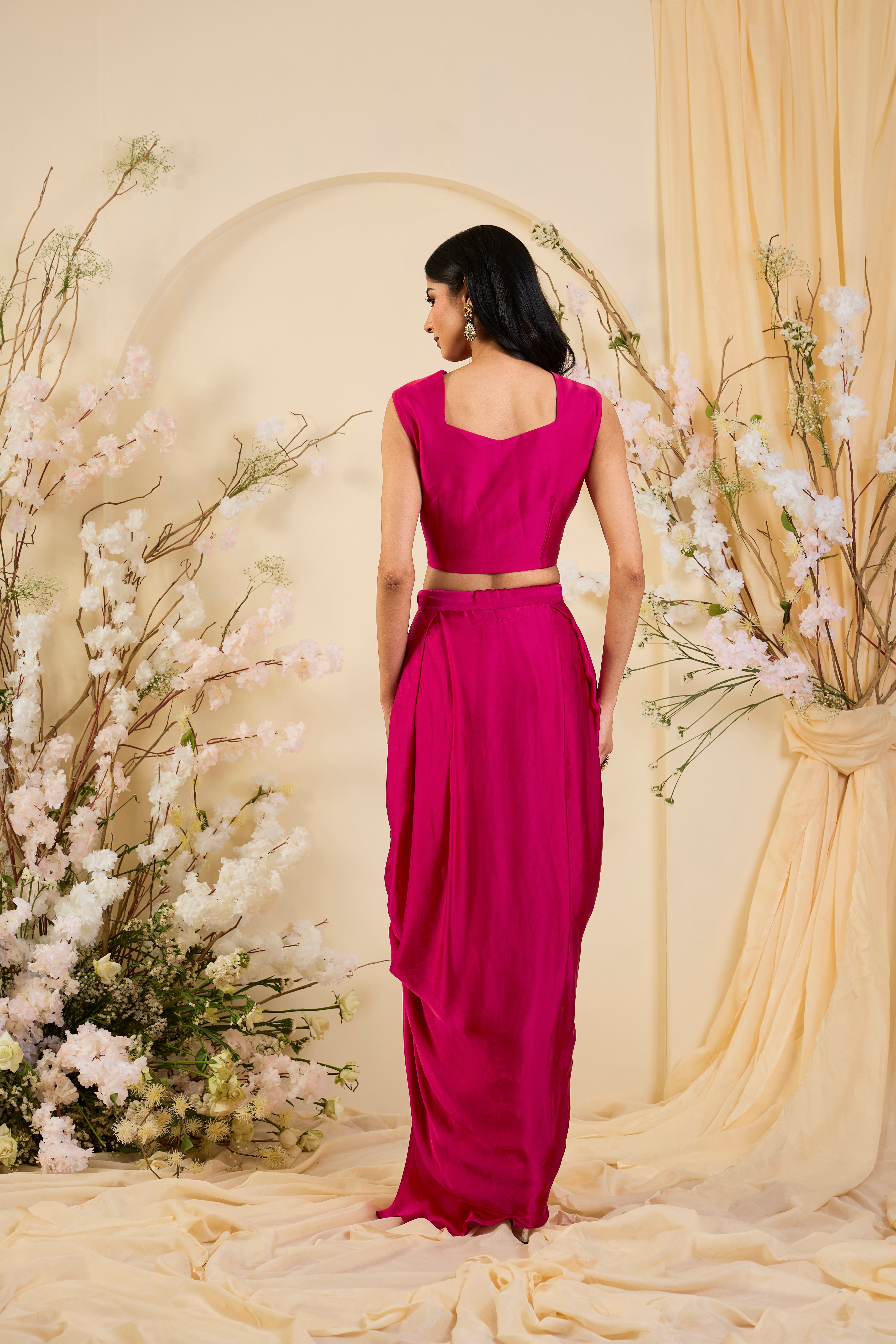 Rani Radiance: Regal Jacket Set with Sculpted Drape