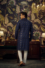 Navy Blue Chikankari Kurta - kasbahmen