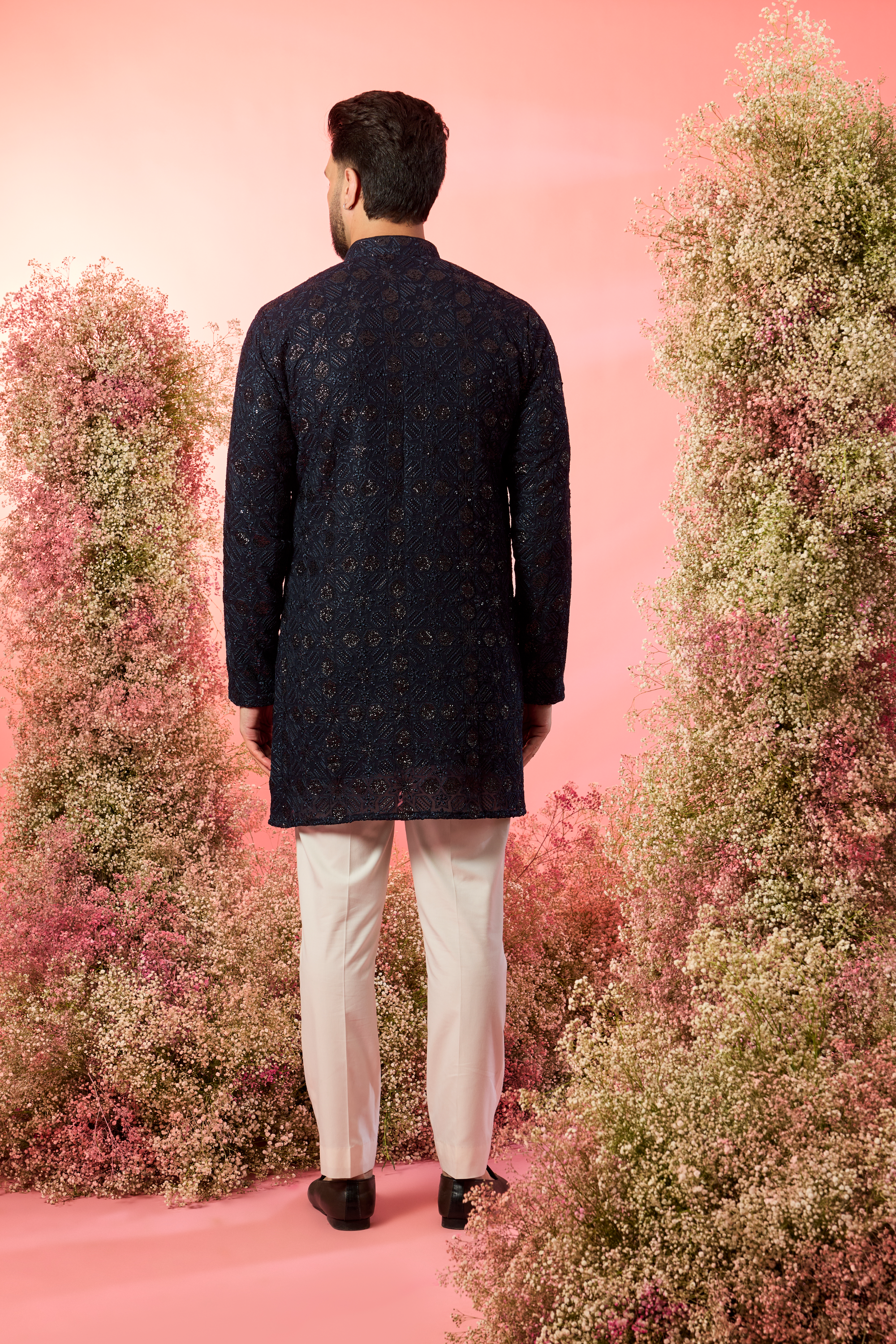 Blue Sequined Short Kurta: Dazzling Style with Subtle Sophistication