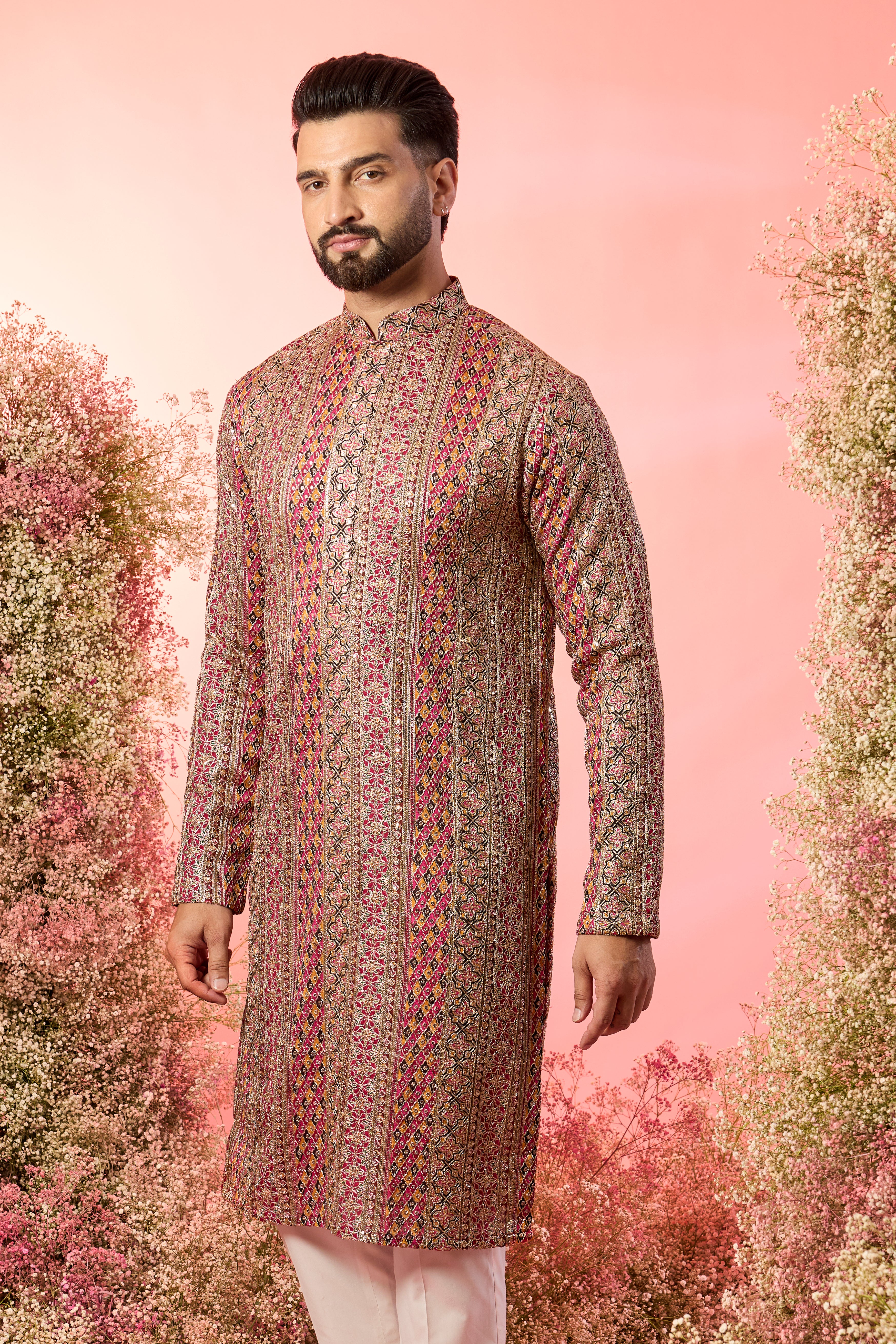 Maroon  royal zari Kurta: A Tapestry of Opulence