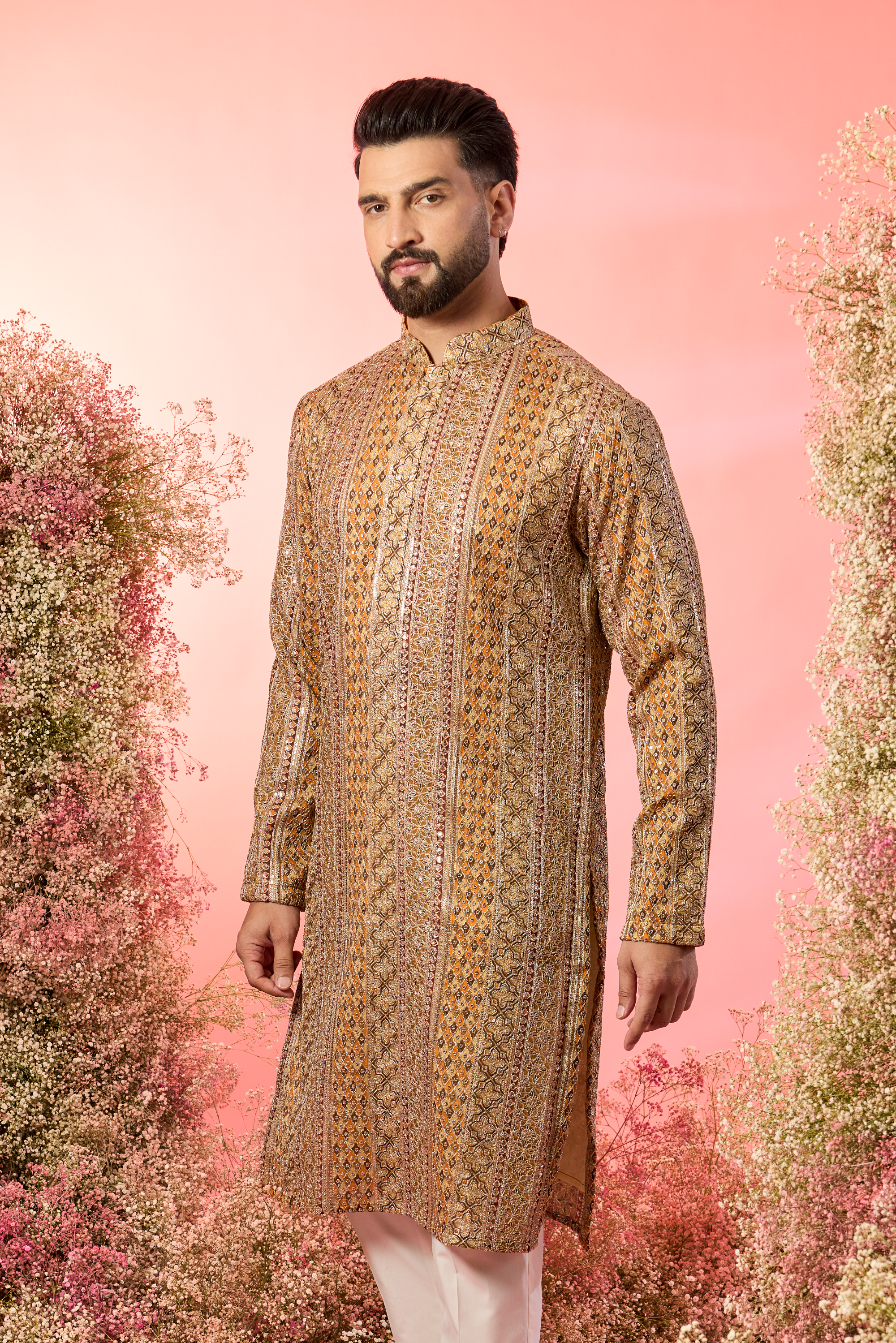 mustard  royal zari Kurta: A Tapestry of Opulence