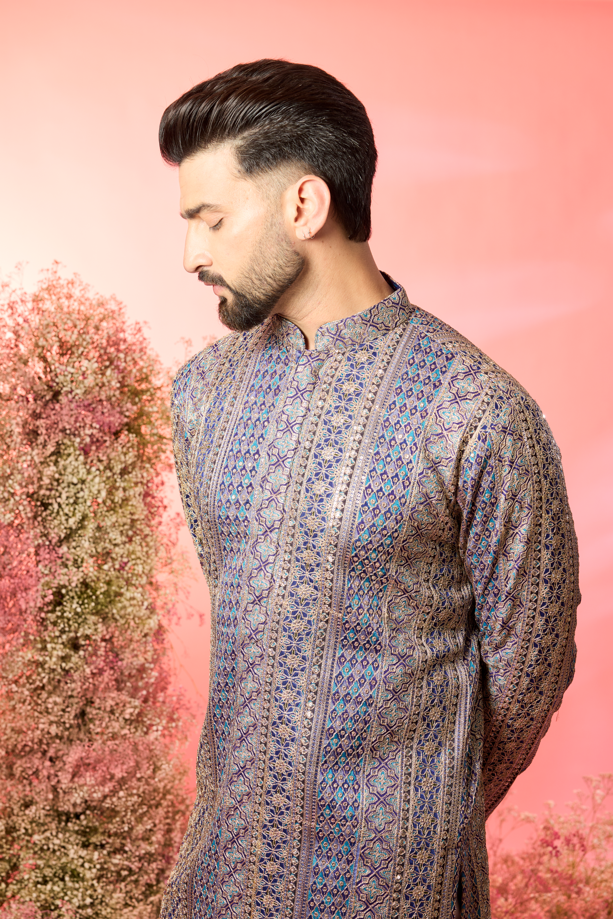 Purple  royal zari Kurta: A Tapestry of Opulence