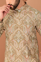 Brown Kashmiri embroidered chikankari kurta - kasbahmen