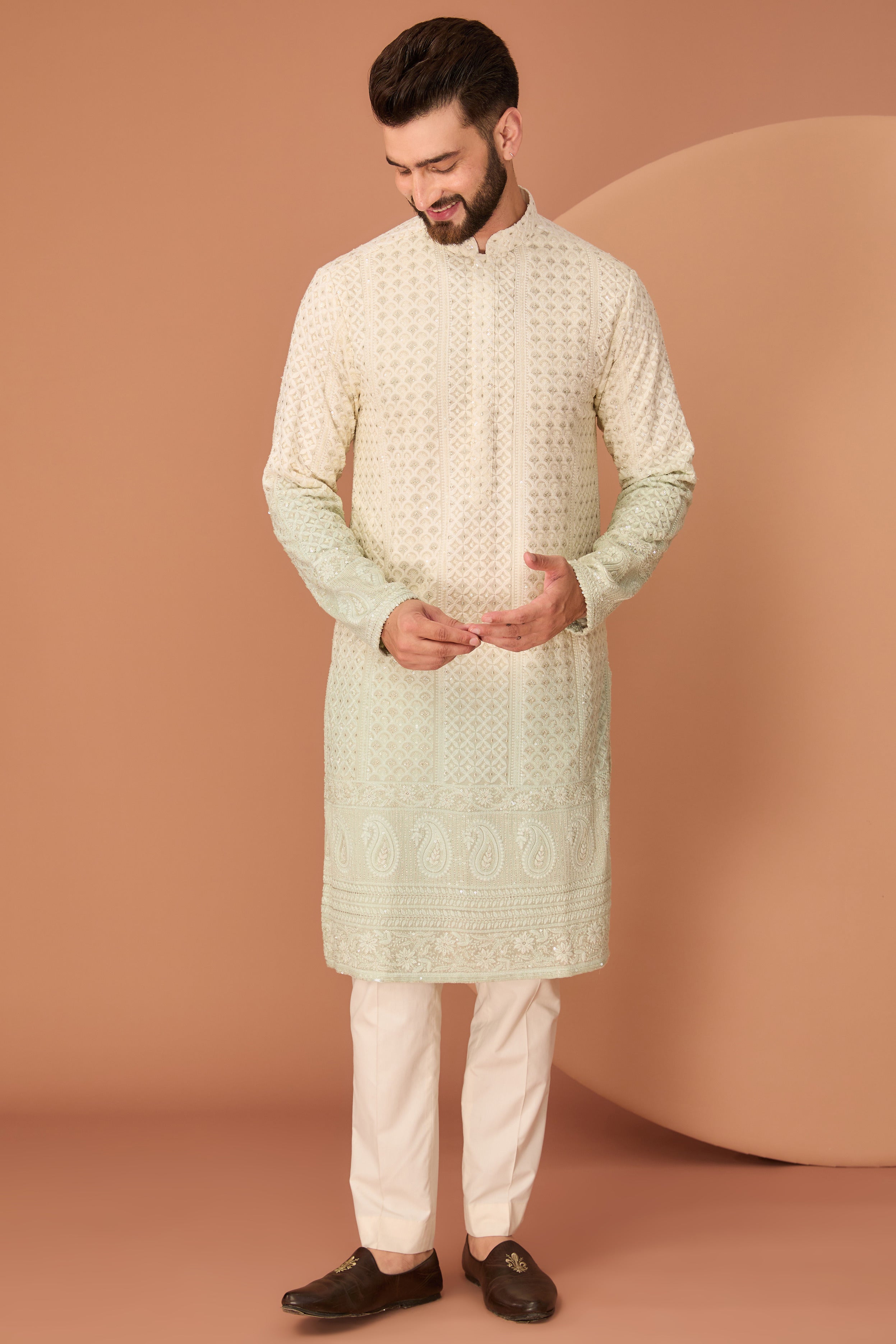 Signature ombre chikankari kurta - kasbahmen