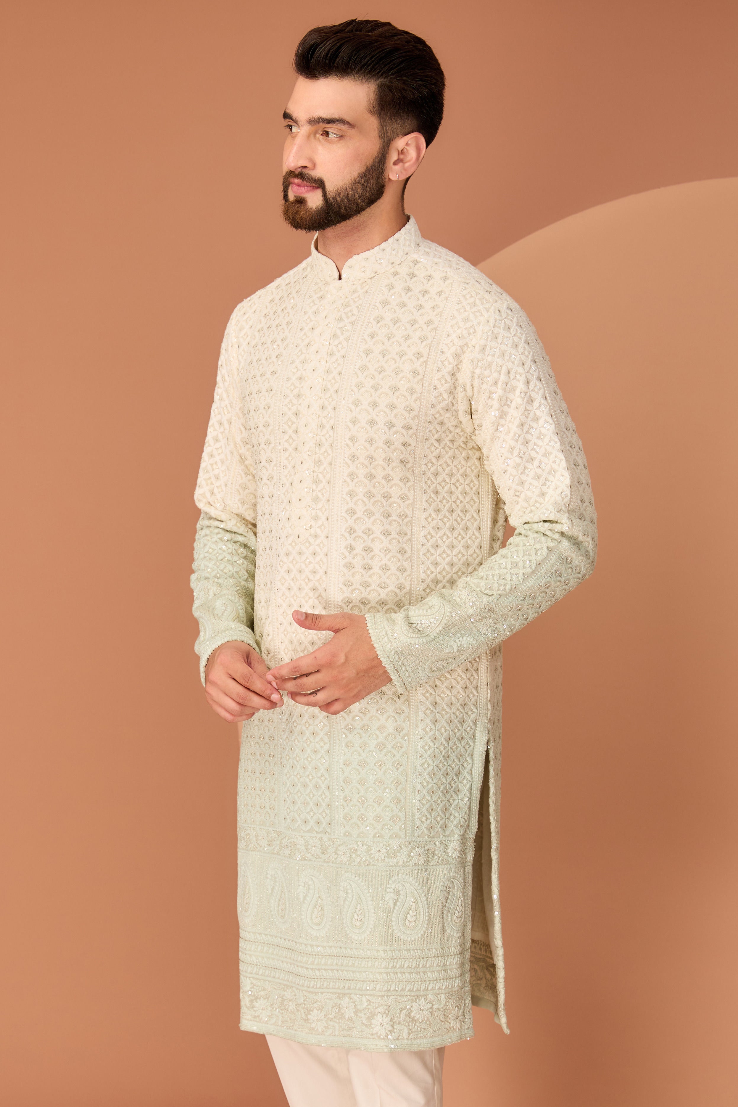 Signature ombre chikankari kurta - kasbahmen