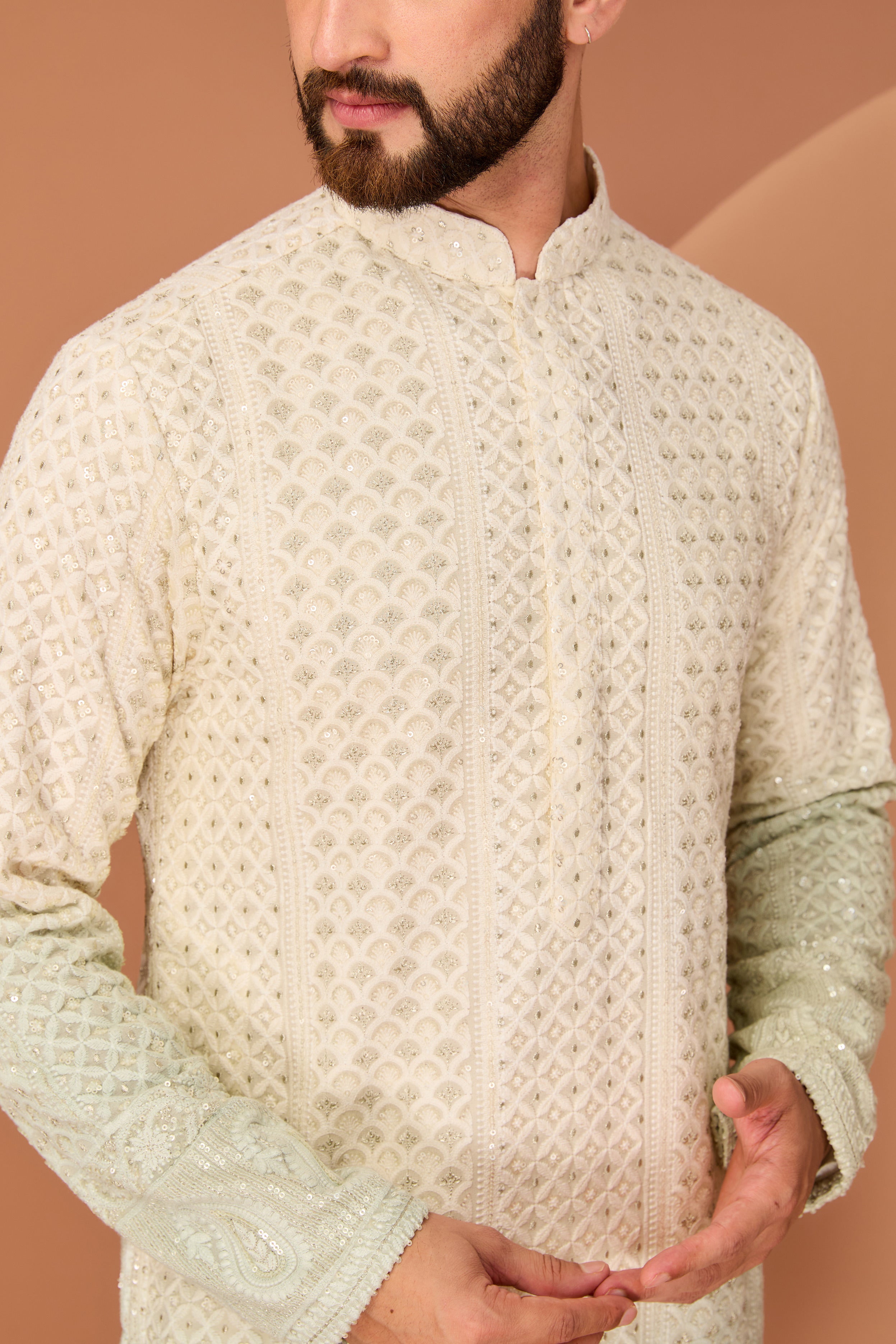 Signature ombre chikankari kurta - kasbahmen